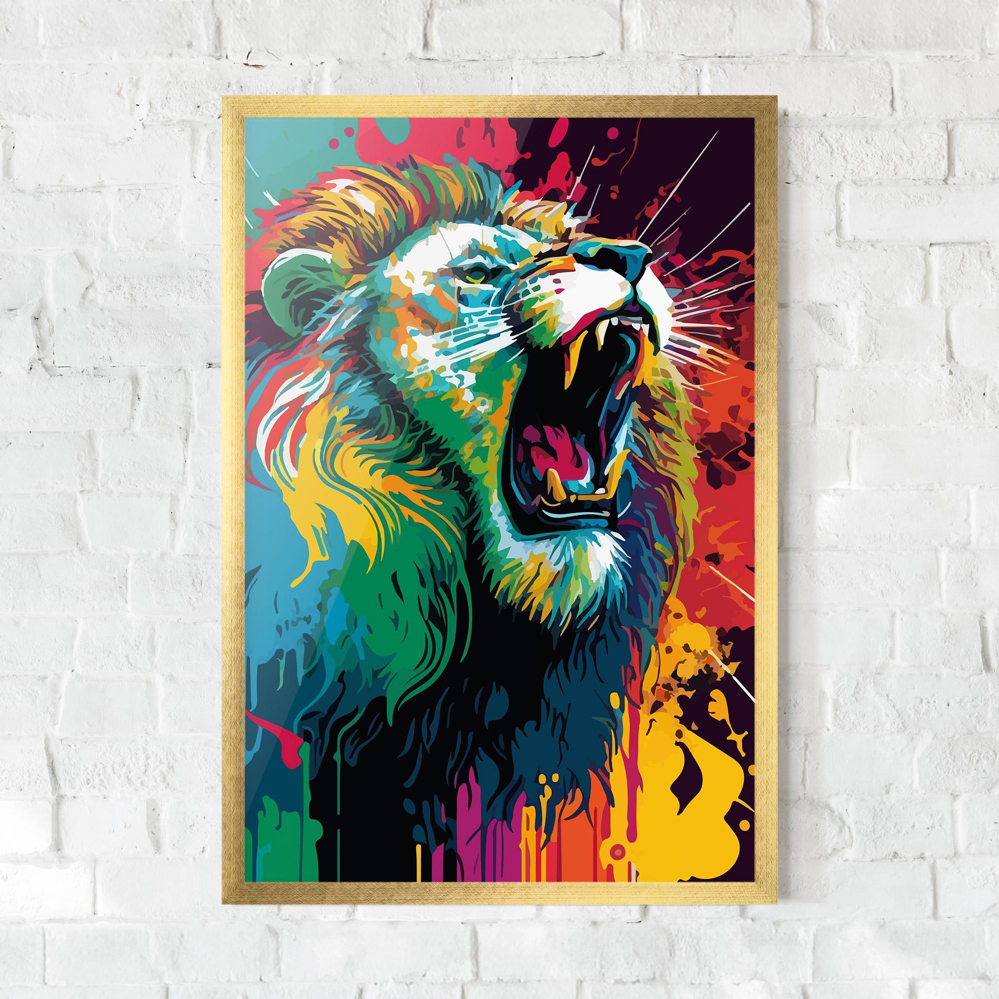 Рамкиран постер Lion Splash mockup 0