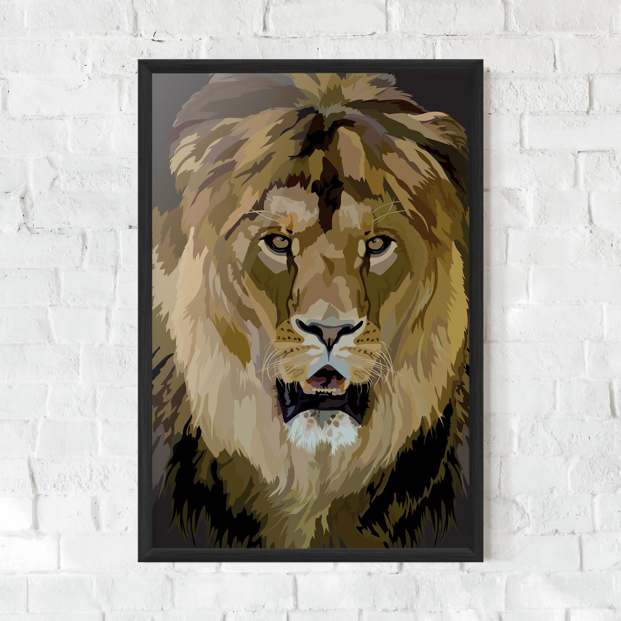 Рамкиран постер Beautiful Lion Art mockup 0