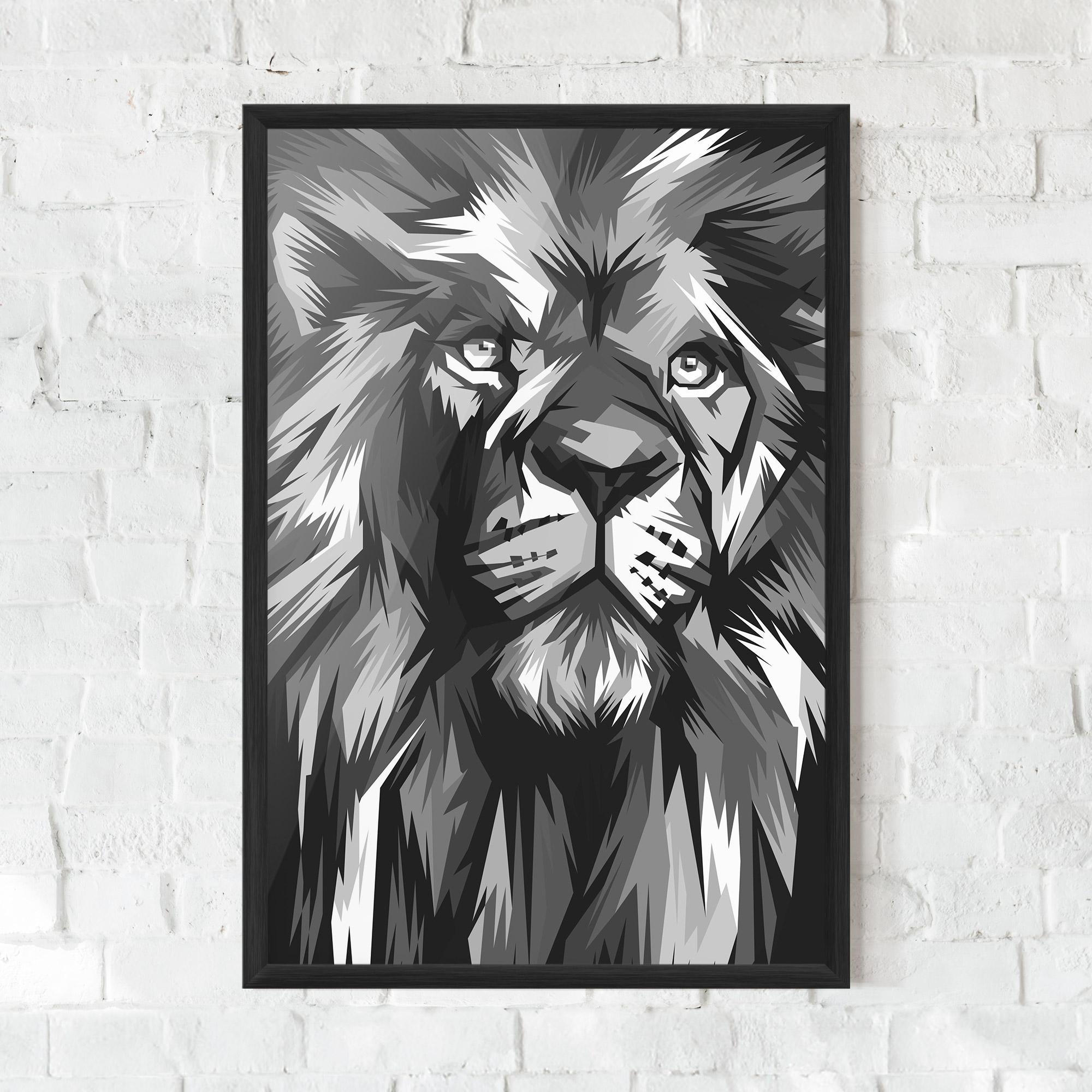 Рамкиран постер Grey Head Lion mockup 0
