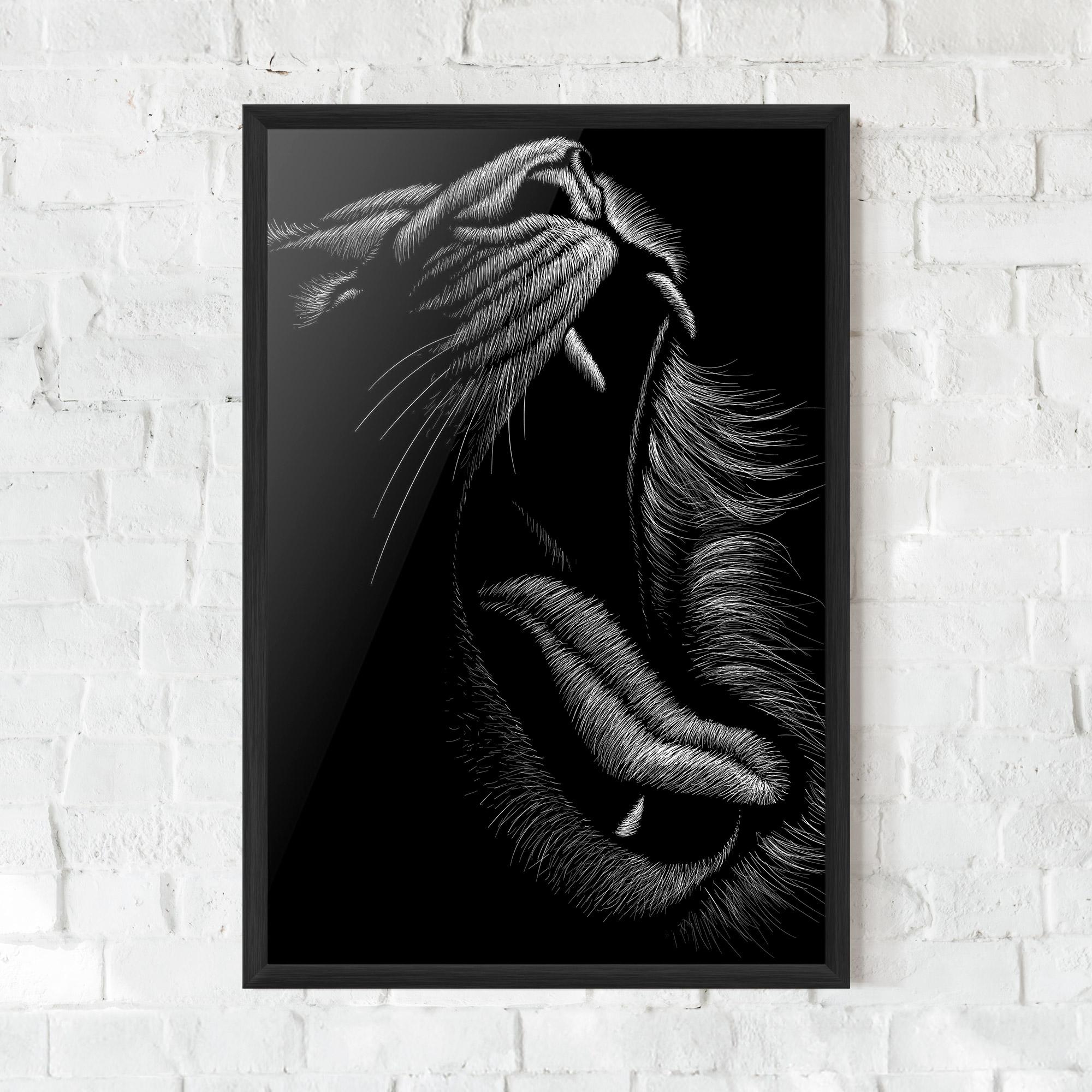 Рамкиран постер Lion Bite Line mockup 0