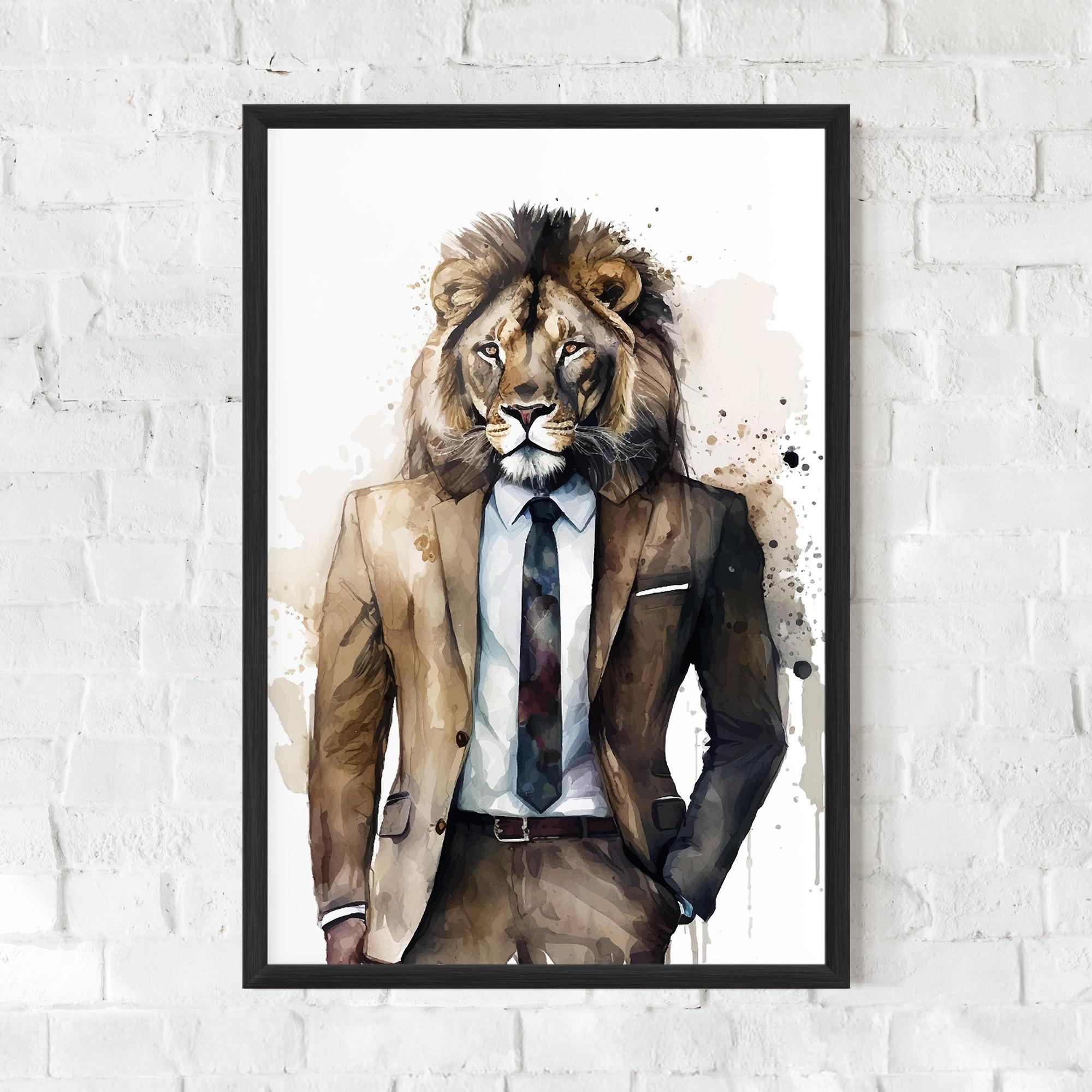 Рамкиран постер Lion In Suit mockup 0
