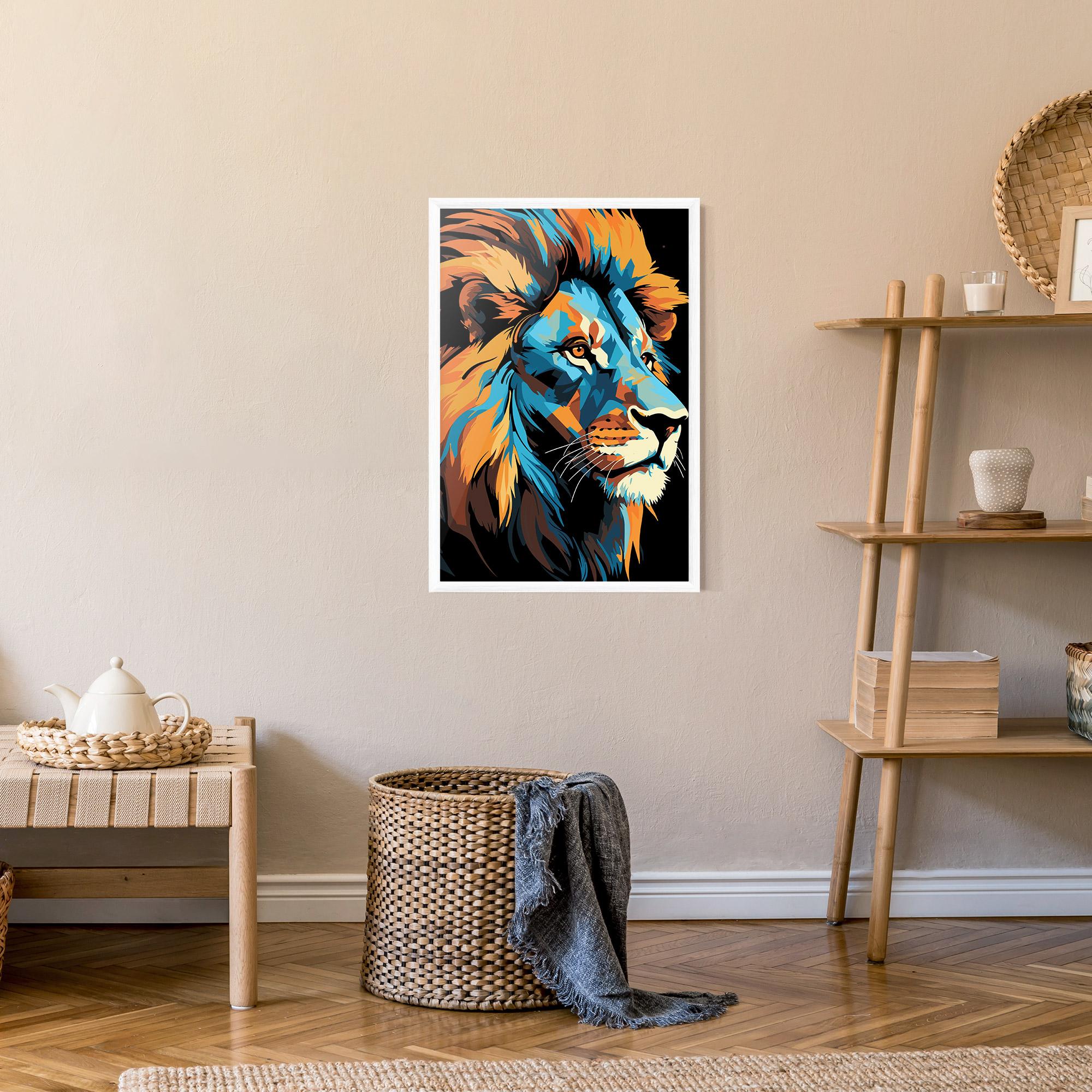 Рамкиран постер Blue Yellow Lion mockup 9