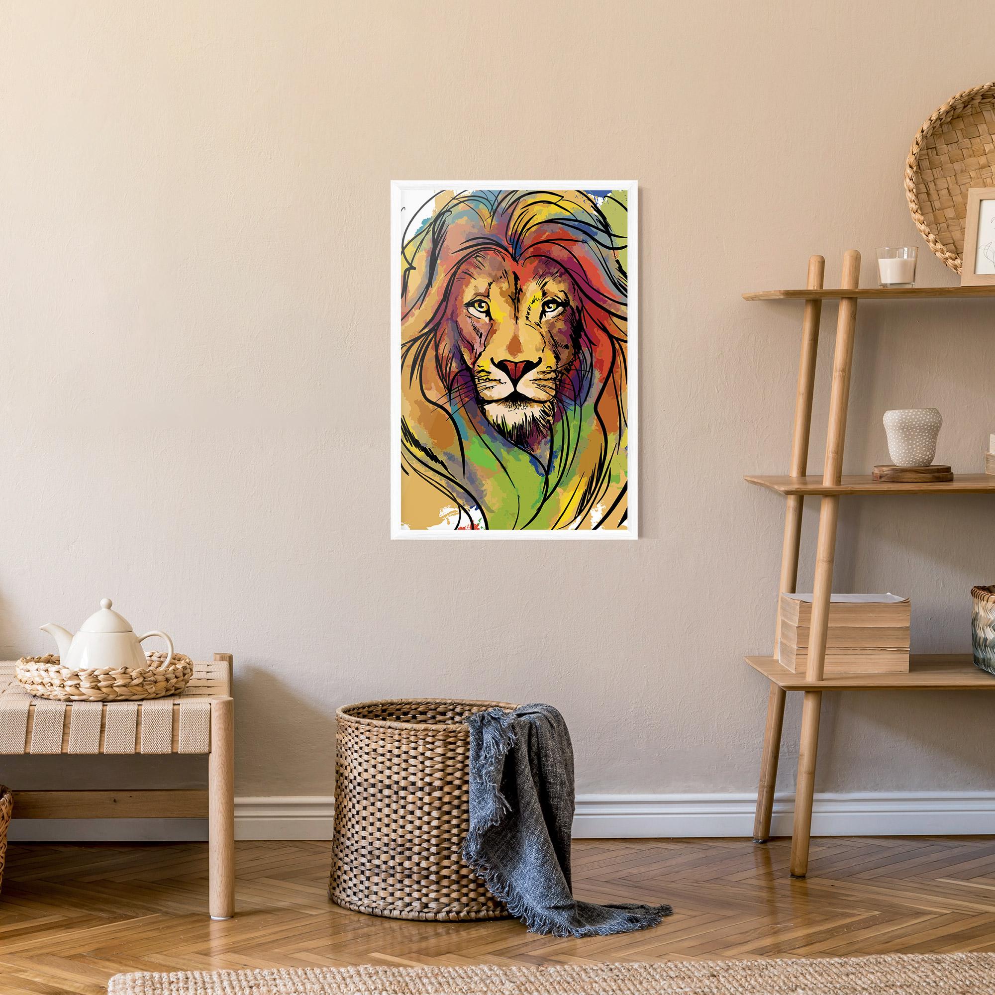 Рамкиран постер Drawn Lion mockup 9