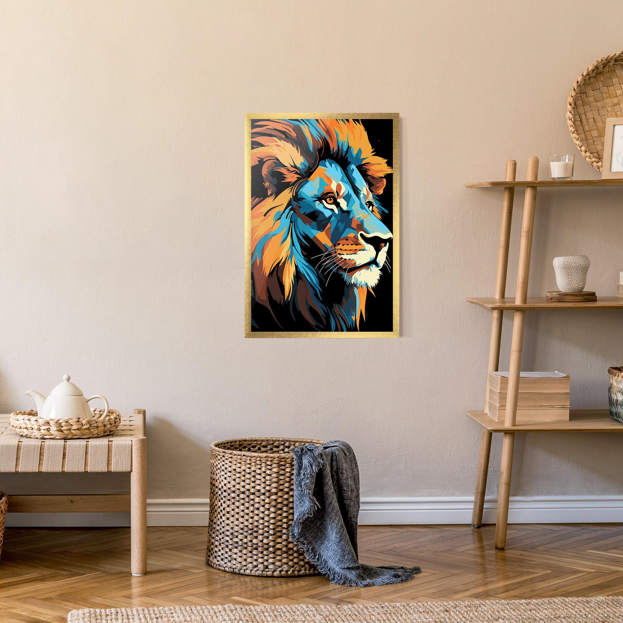 Рамкиран постер Blue Yellow Lion mockup 9