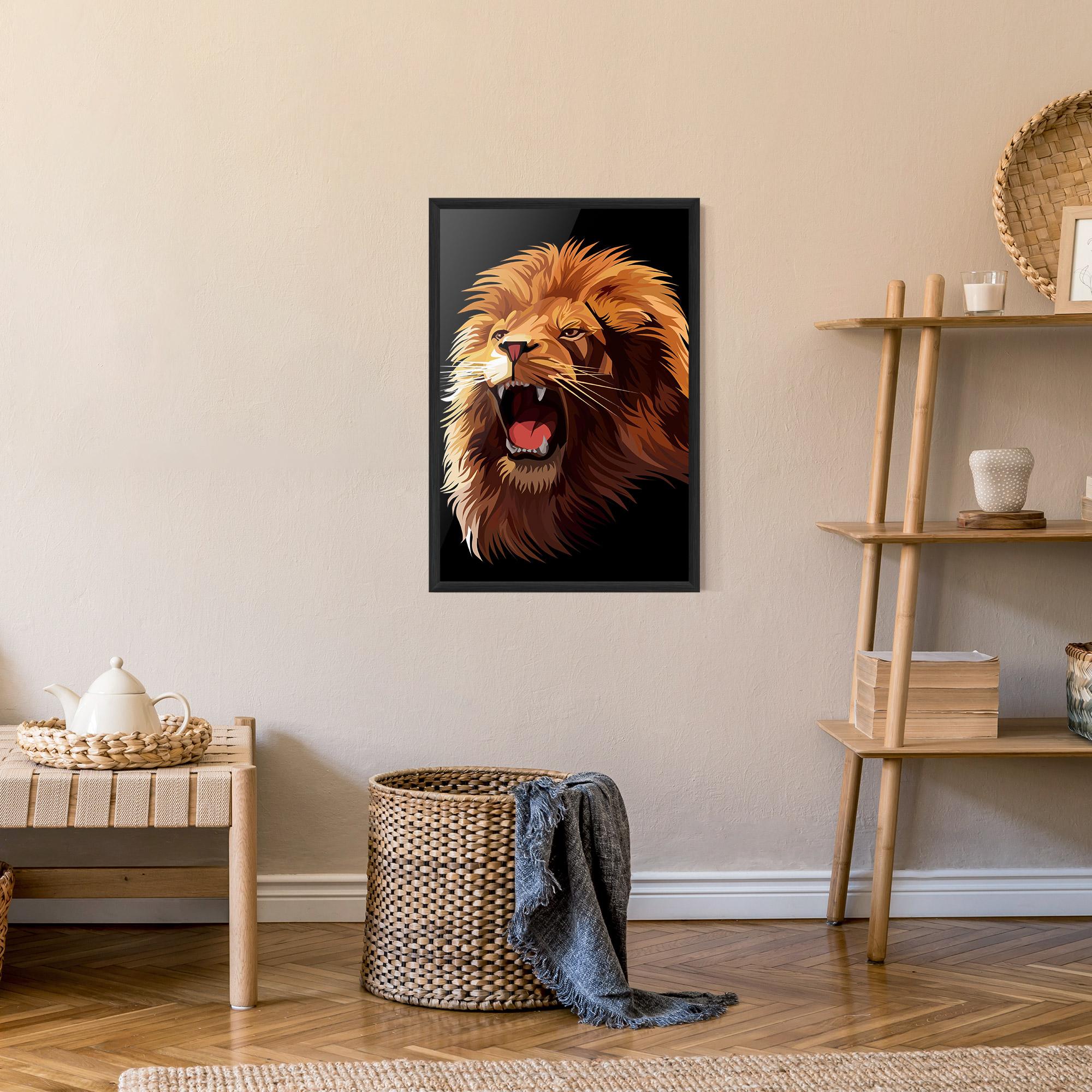Рамкиран постер Angry Lion Head mockup 9