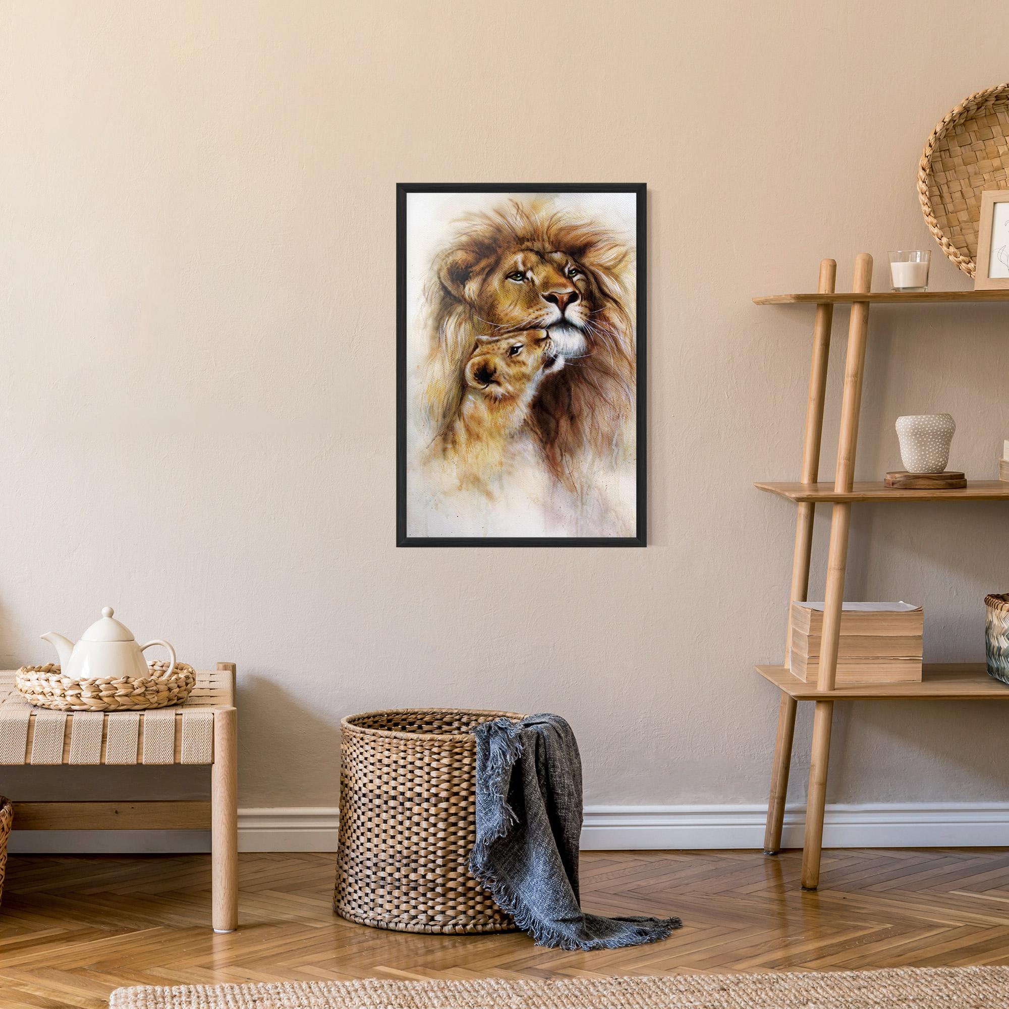 Рамкиран постер Lion Love mockup 9
