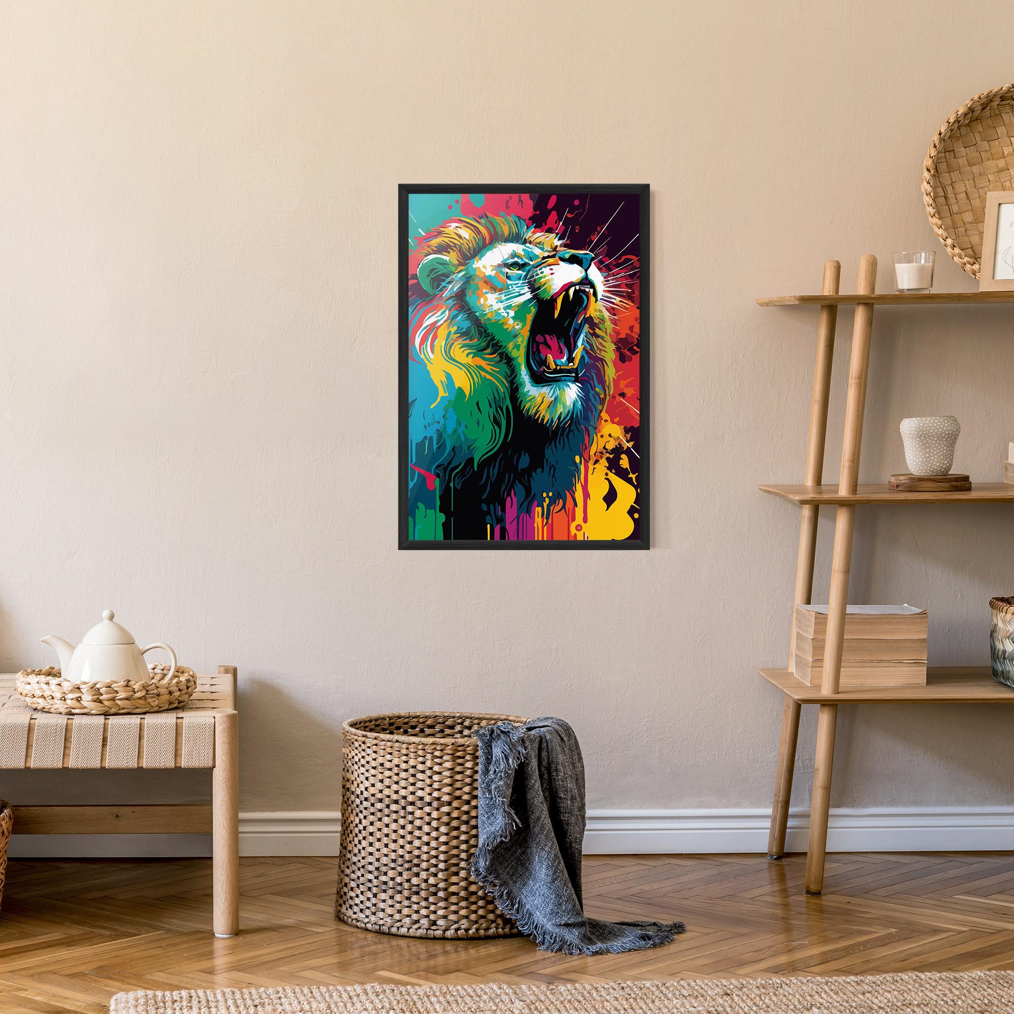 Рамкиран постер Lion Splash mockup 9