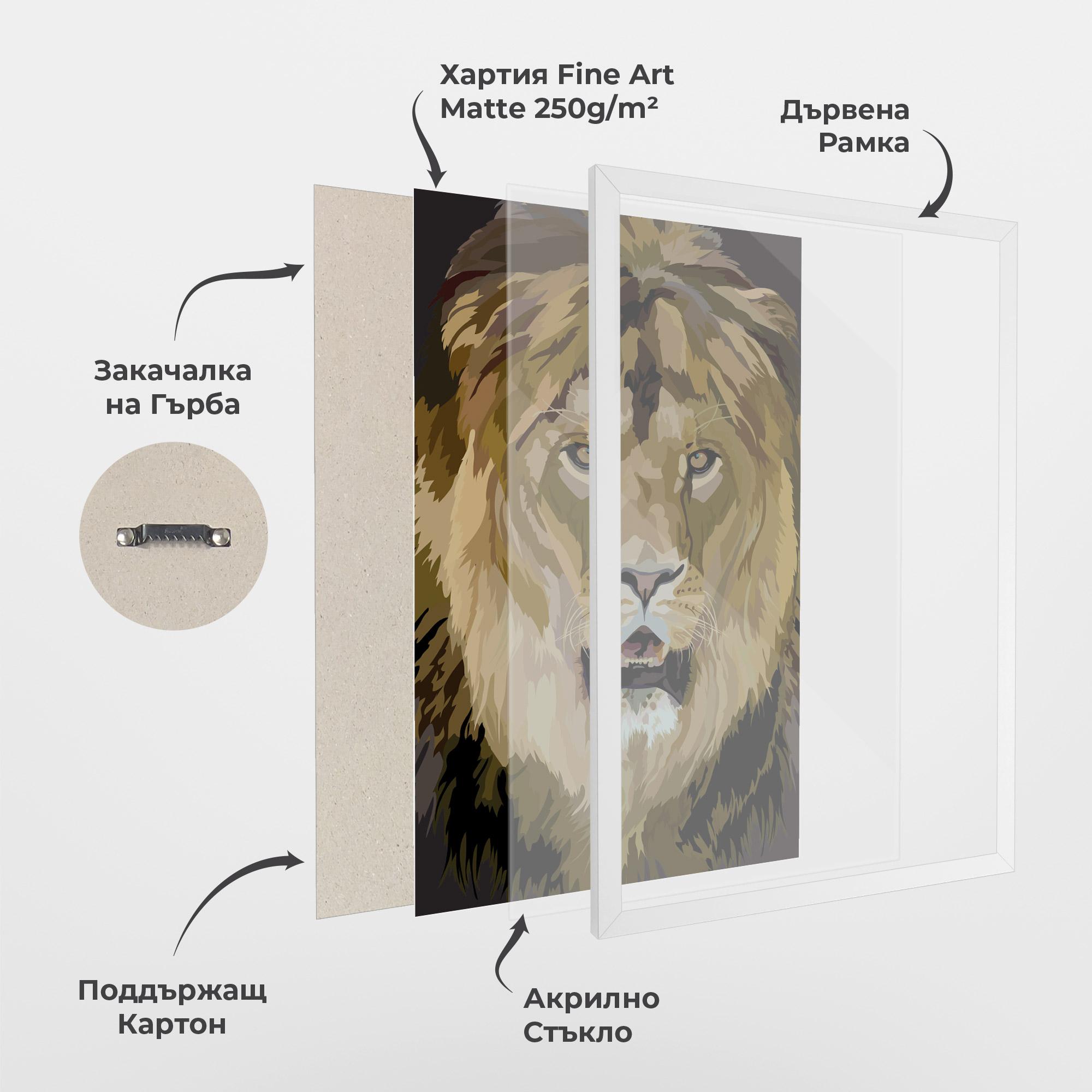 Рамкиран постер Beautiful Lion Art mockup 1