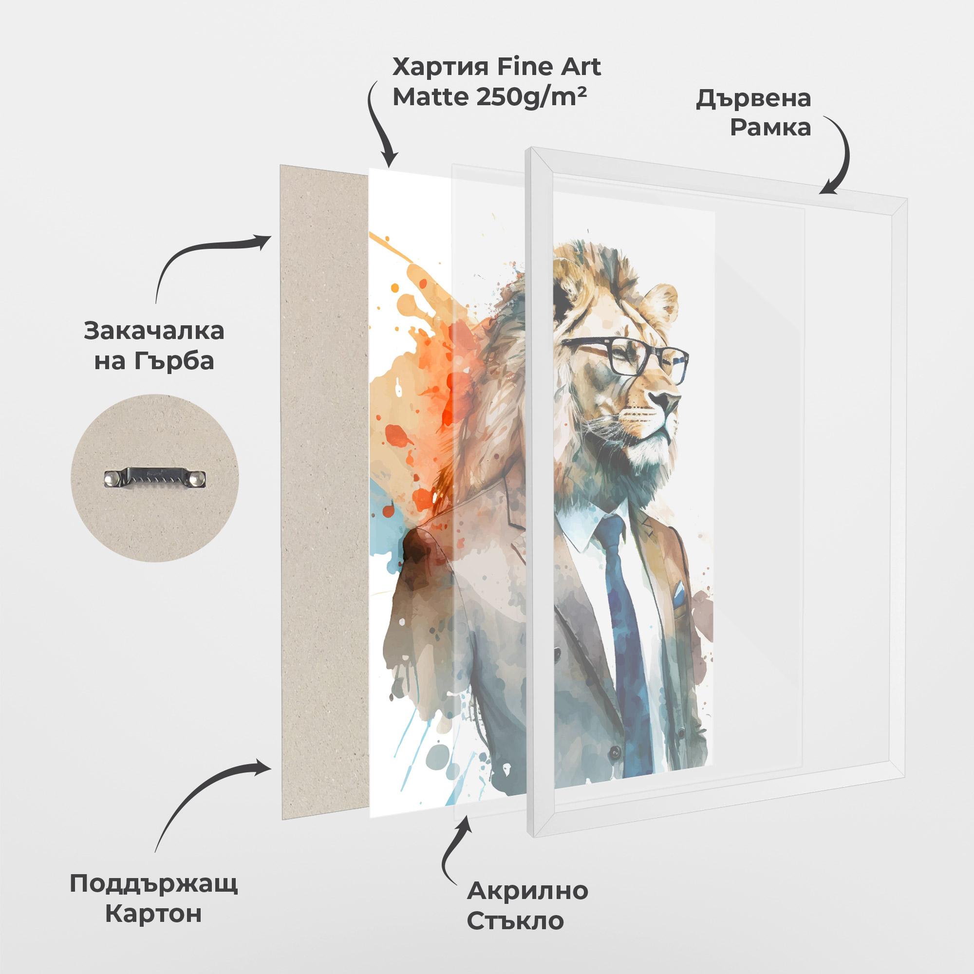 Рамкиран постер Brown Suit Lion mockup 1