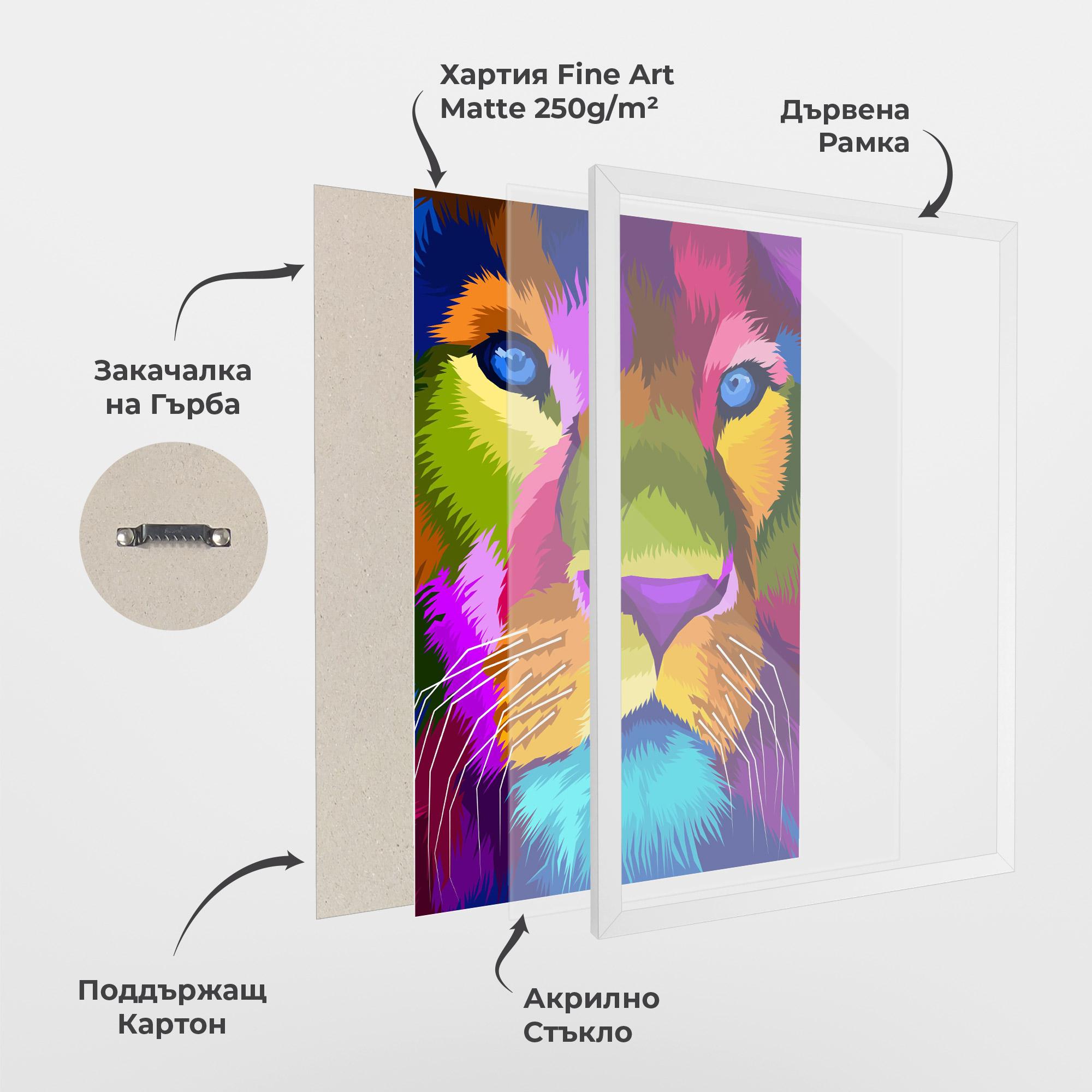 Рамкиран постер Color Lion Close Up mockup 1
