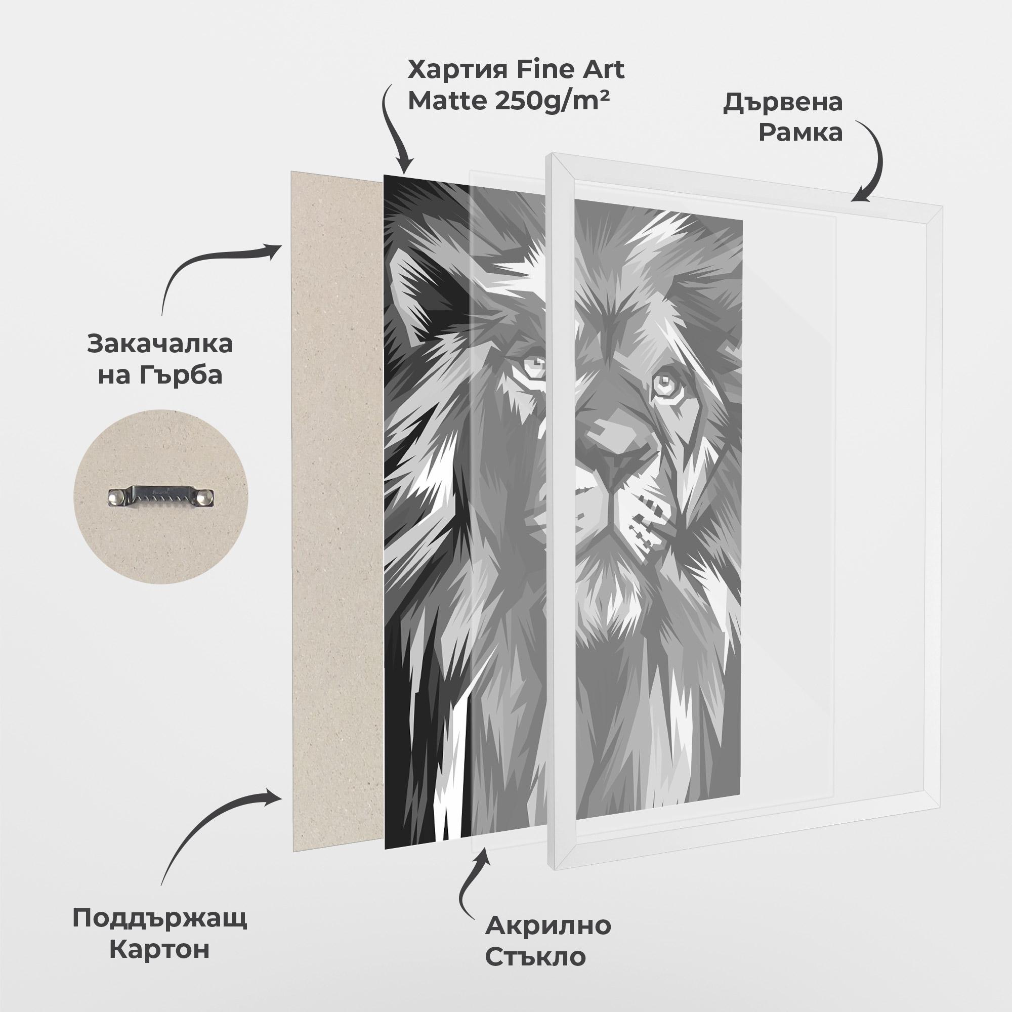 Рамкиран постер Grey Head Lion mockup 1