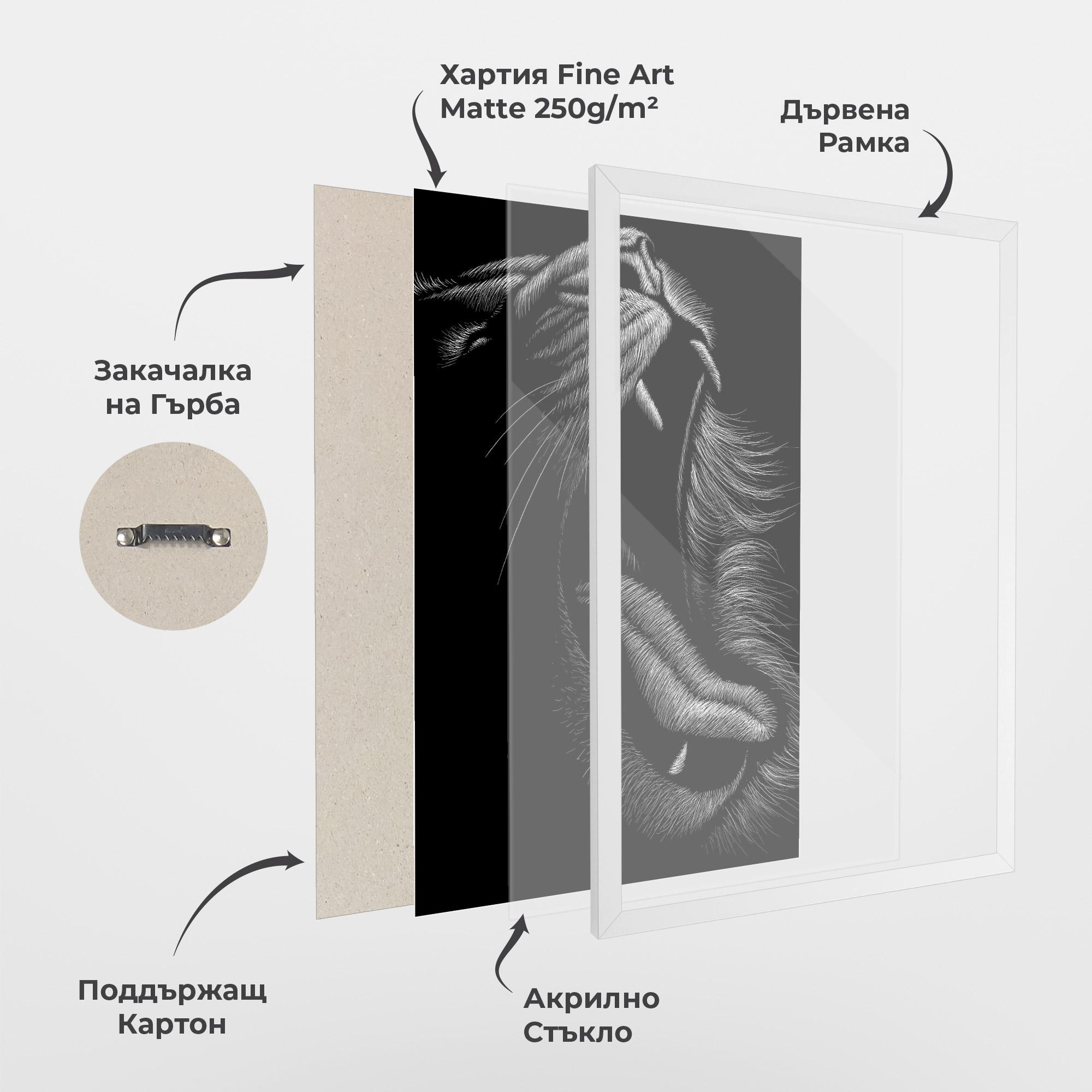 Рамкиран постер Lion Bite Line mockup 1