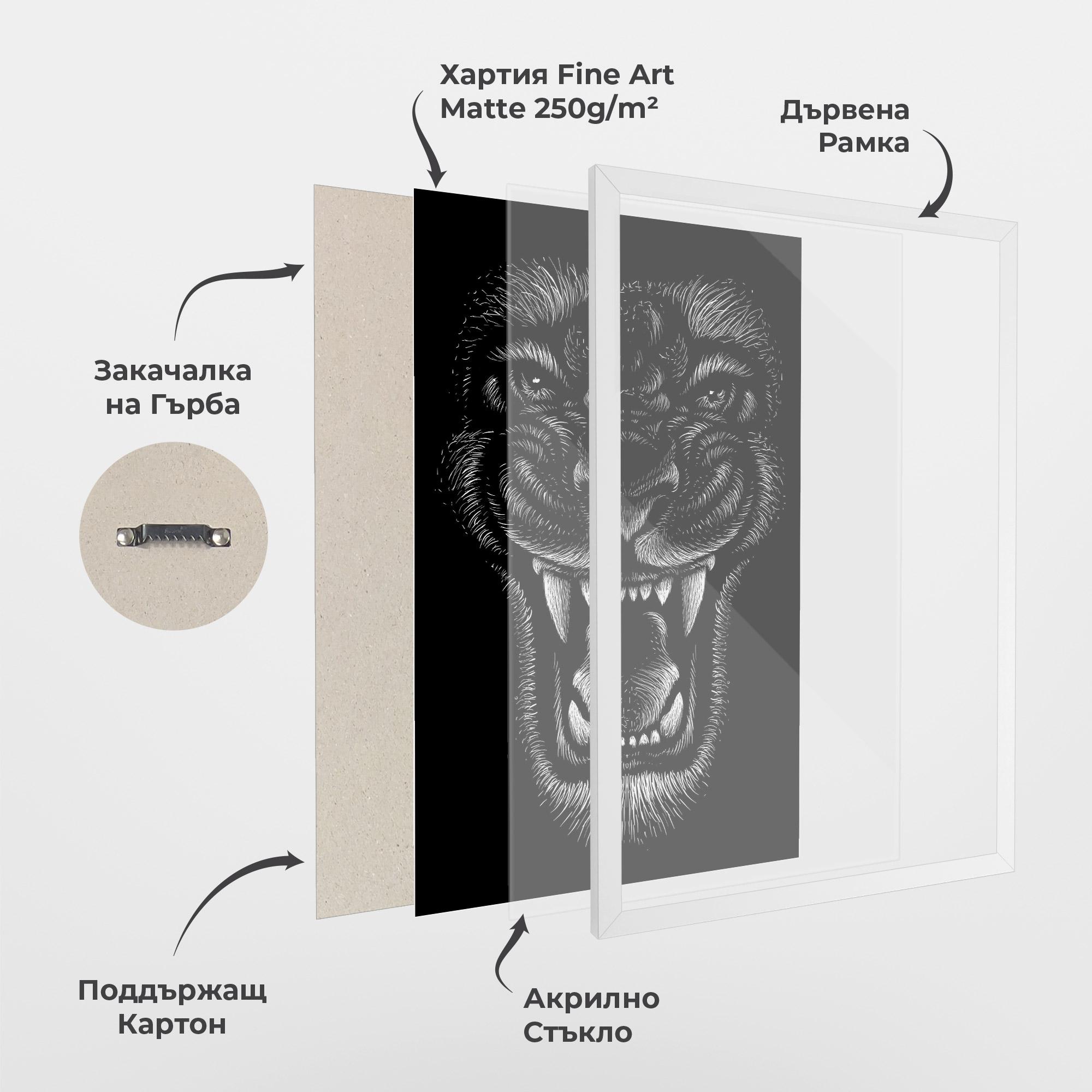 Рамкиран постер Lion Bite mockup 1