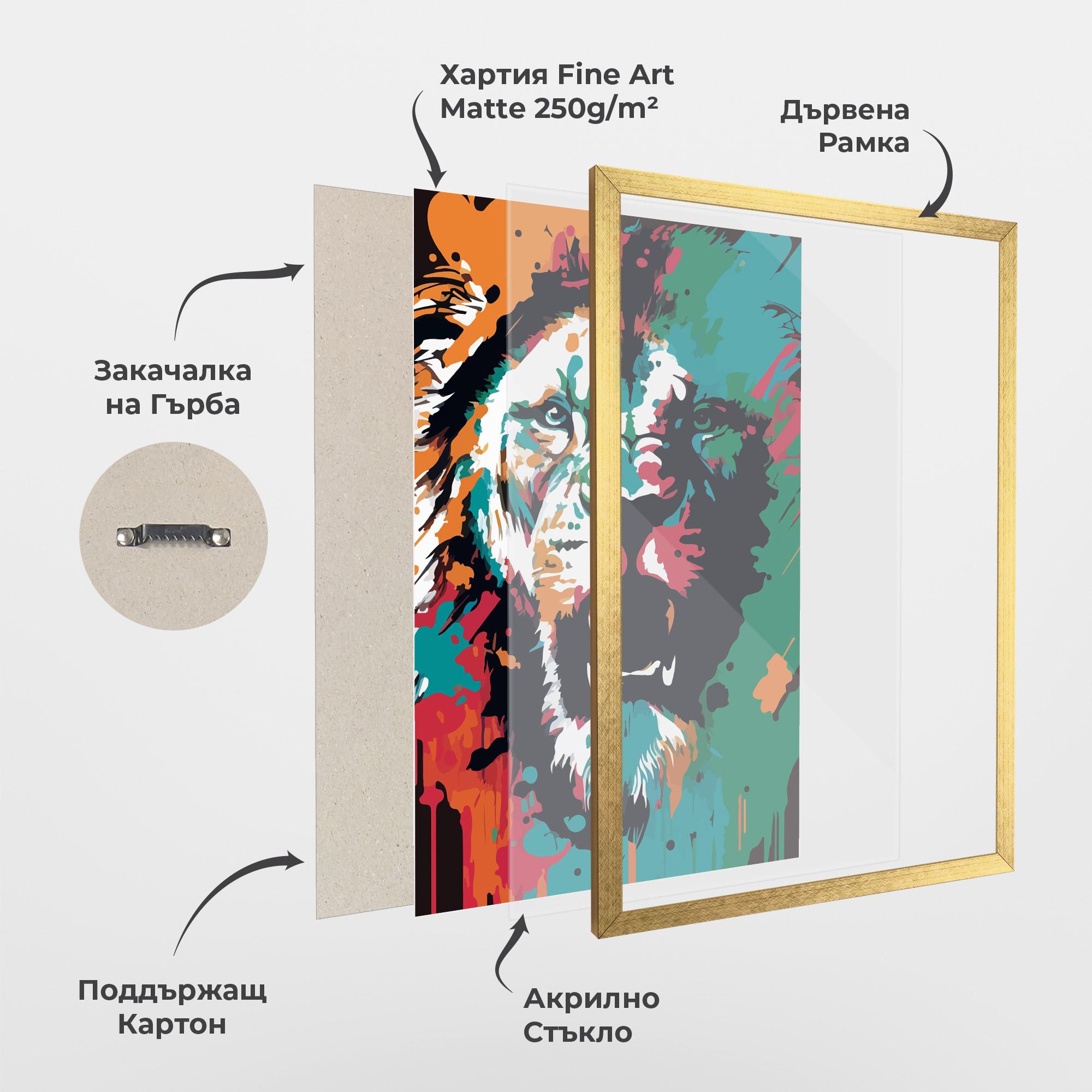 Рамкиран постер Blue Green Lion mockup 1