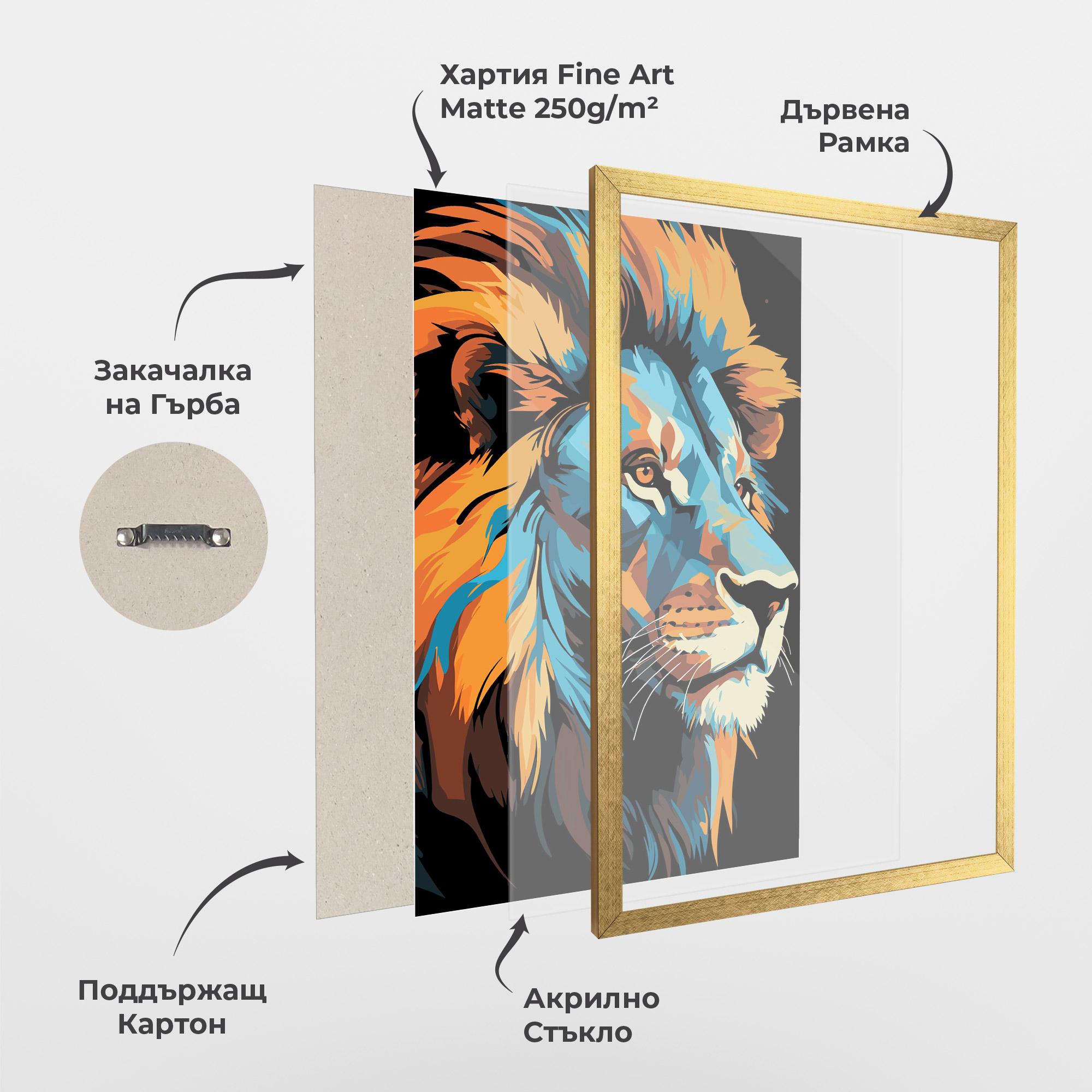 Рамкиран постер Blue Yellow Lion mockup 1