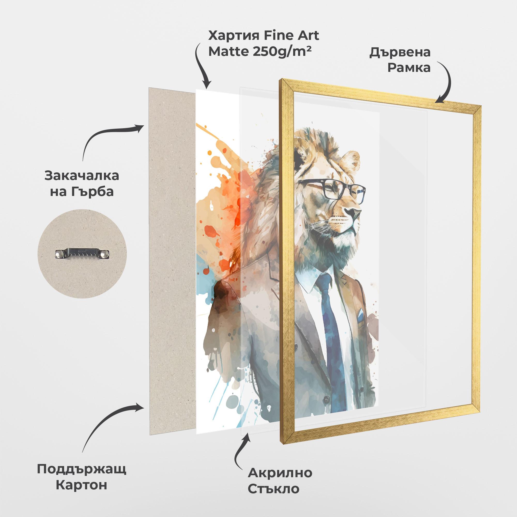 Рамкиран постер Brown Suit Lion mockup 1