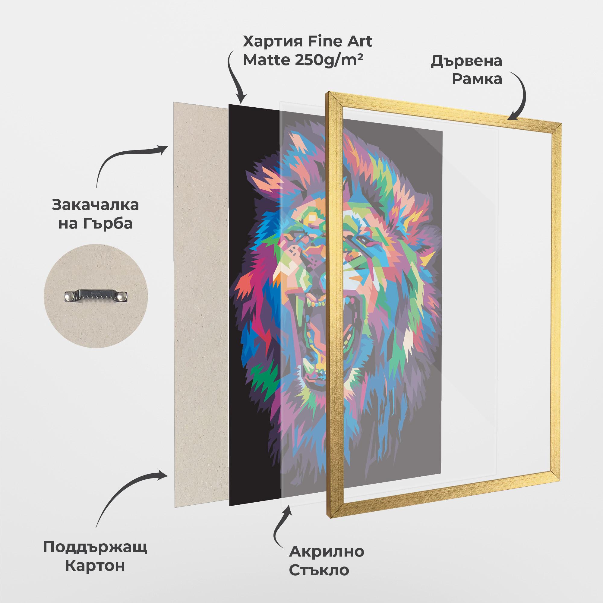 Рамкиран постер Colorful Lion Head mockup 1