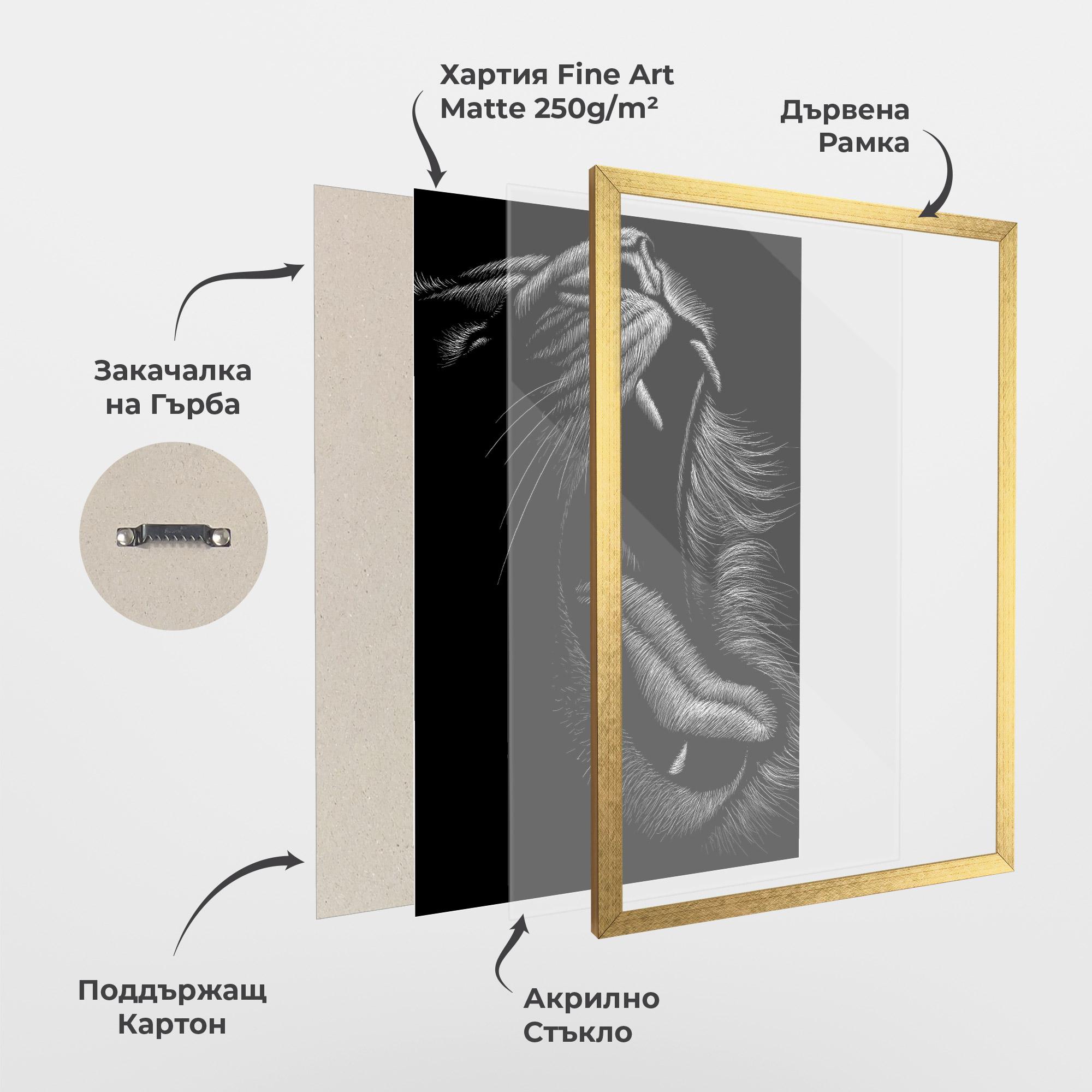 Рамкиран постер Lion Bite Line mockup 1
