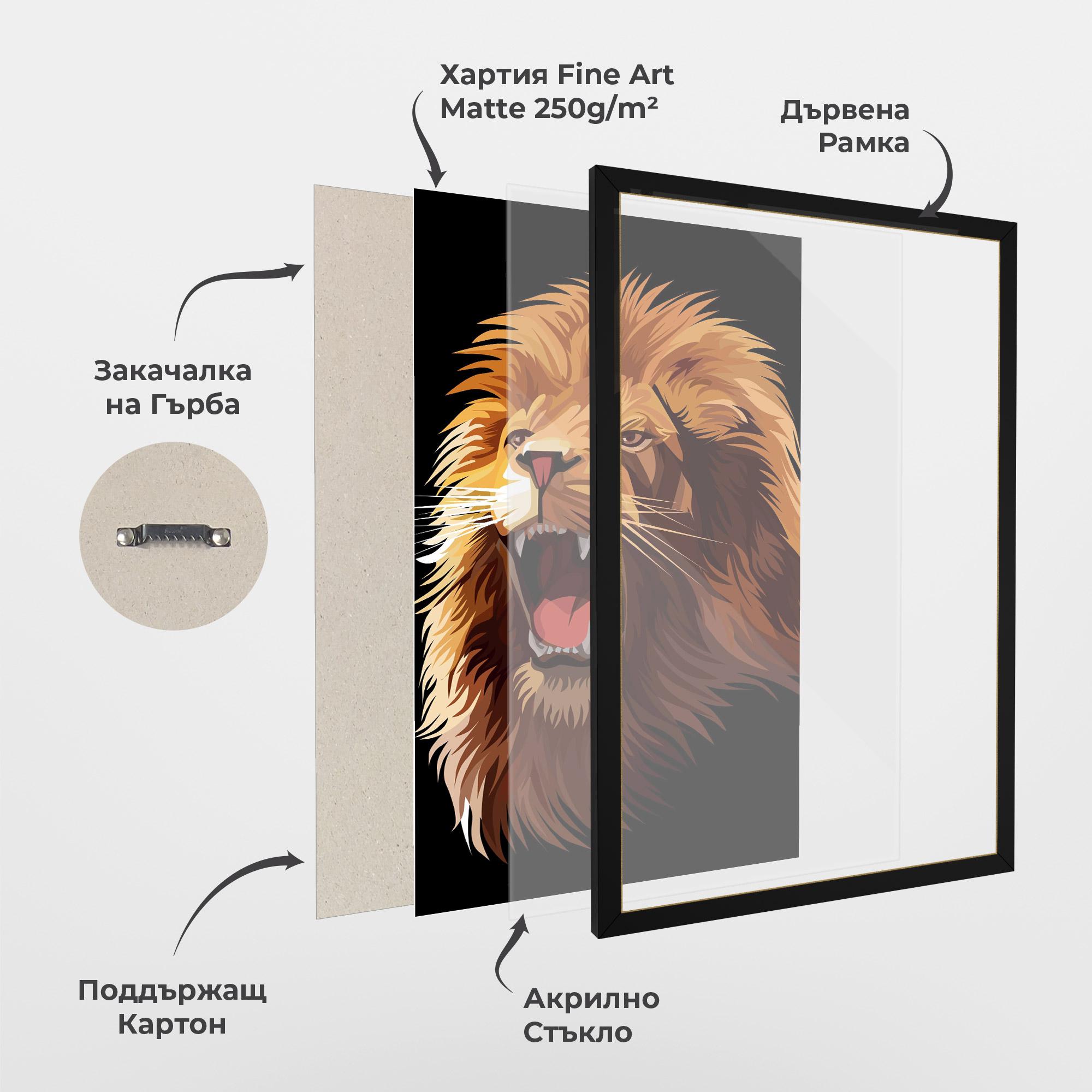 Рамкиран постер Angry Lion Head mockup 1