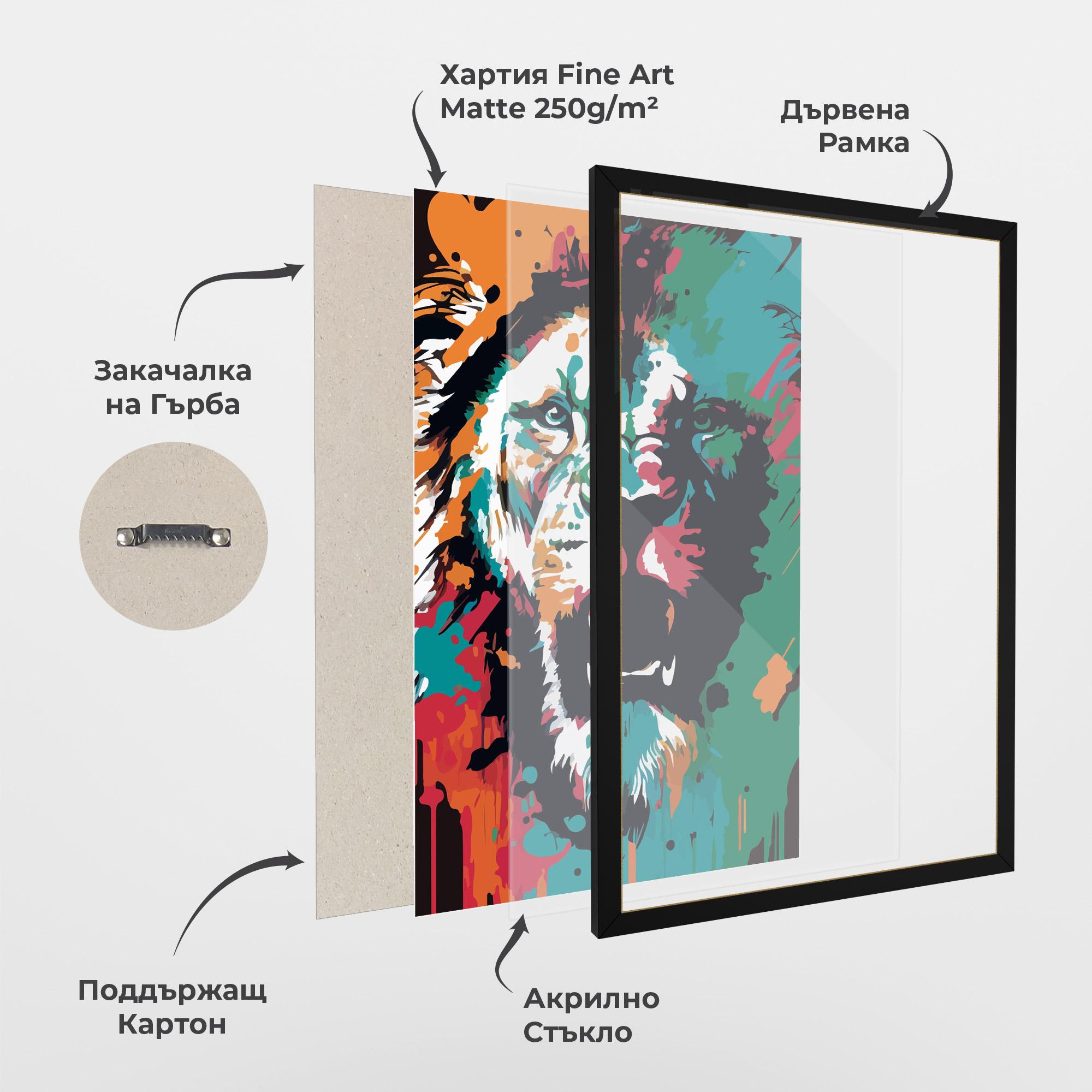 Рамкиран постер Blue Green Lion mockup 1