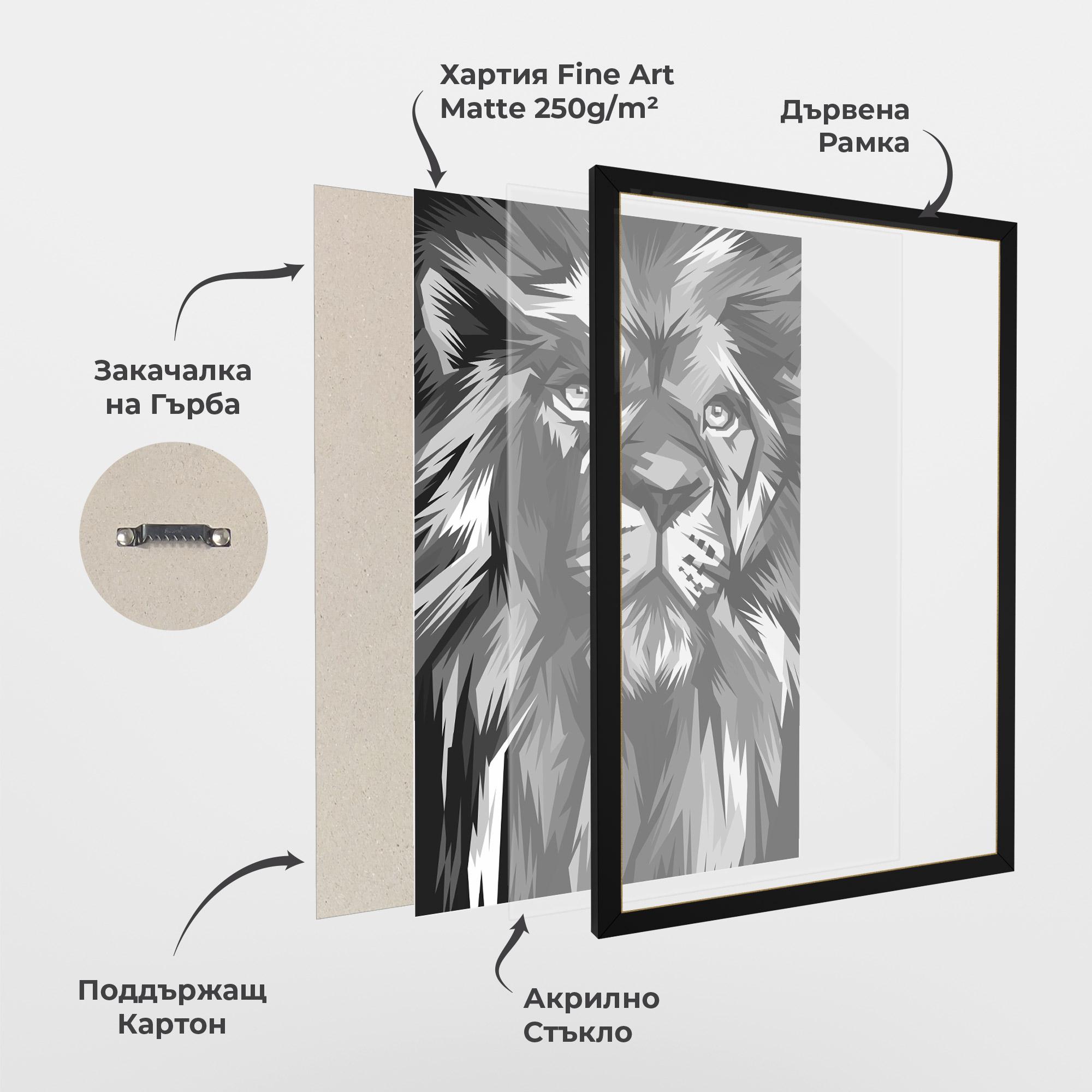 Рамкиран постер Grey Head Lion mockup 1