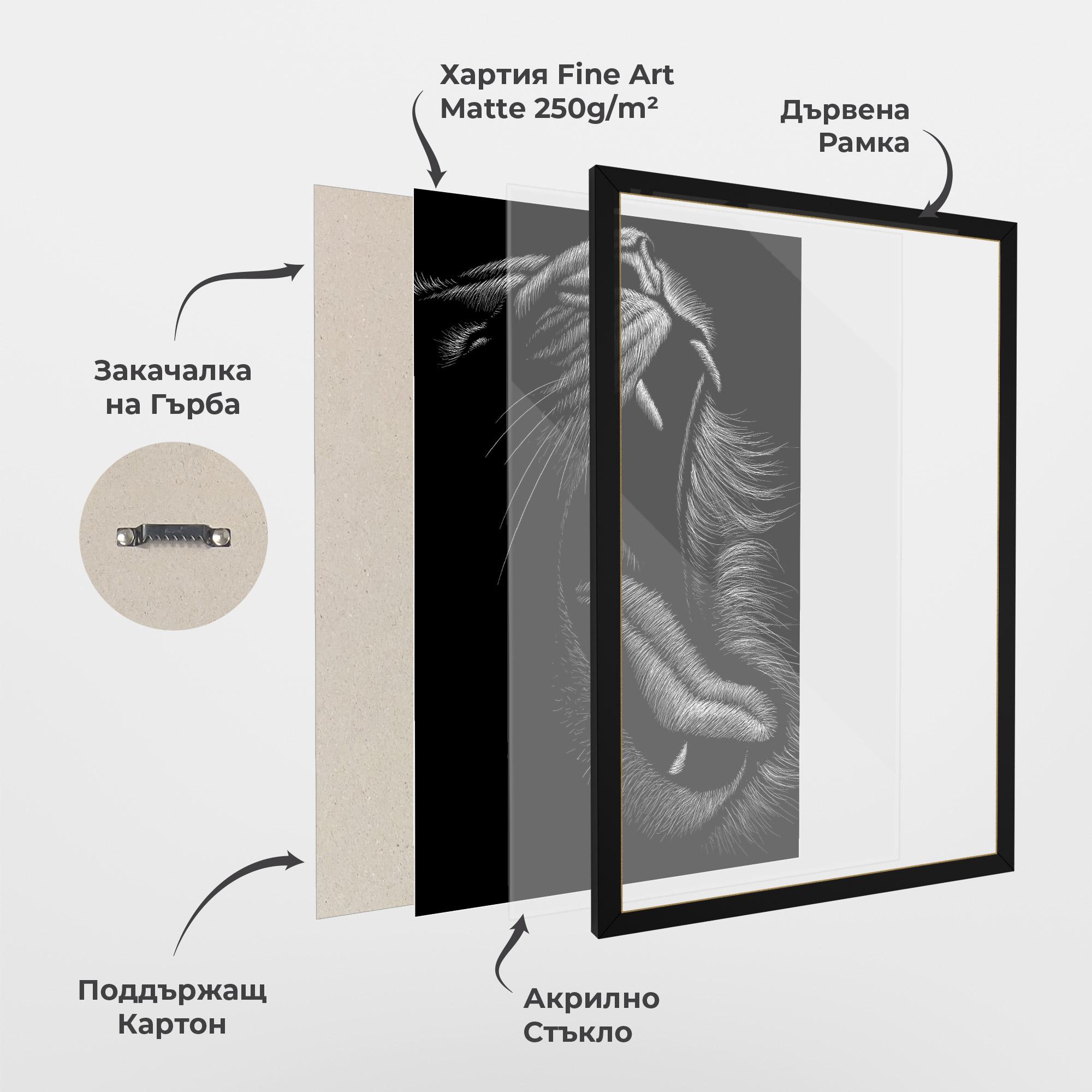 Рамкиран постер Lion Bite Line mockup 1