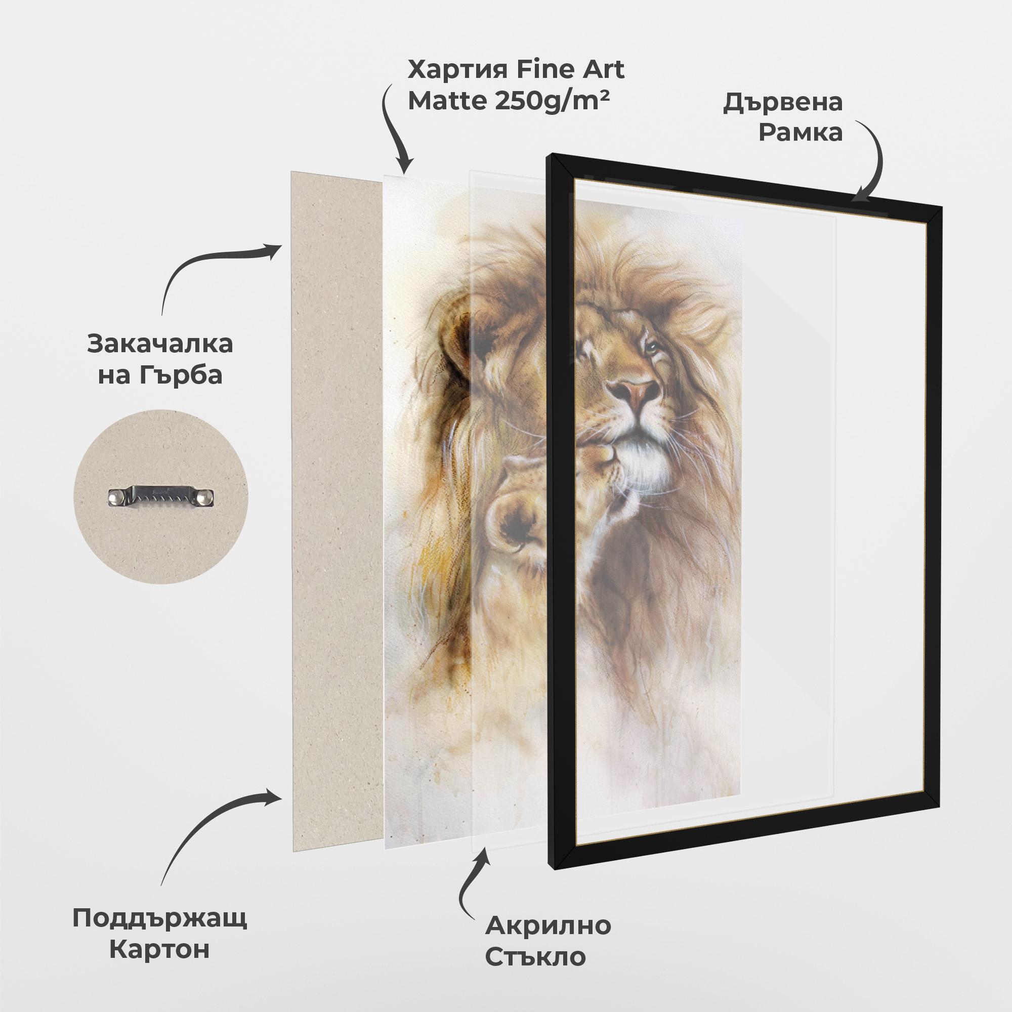 Рамкиран постер Lion Love mockup 1