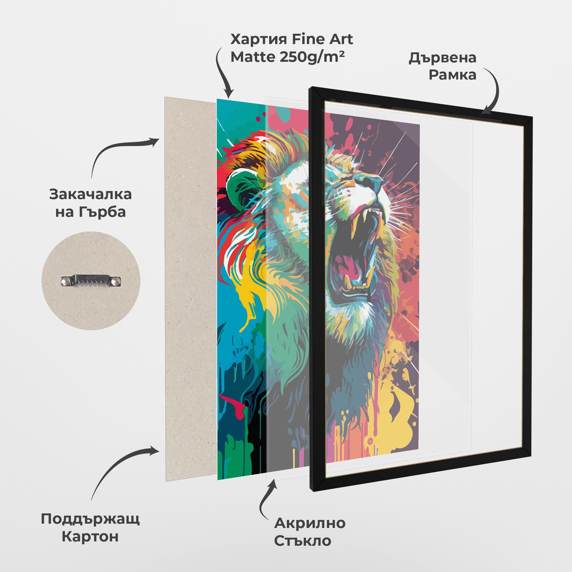 Рамкиран постер Lion Splash mockup 1