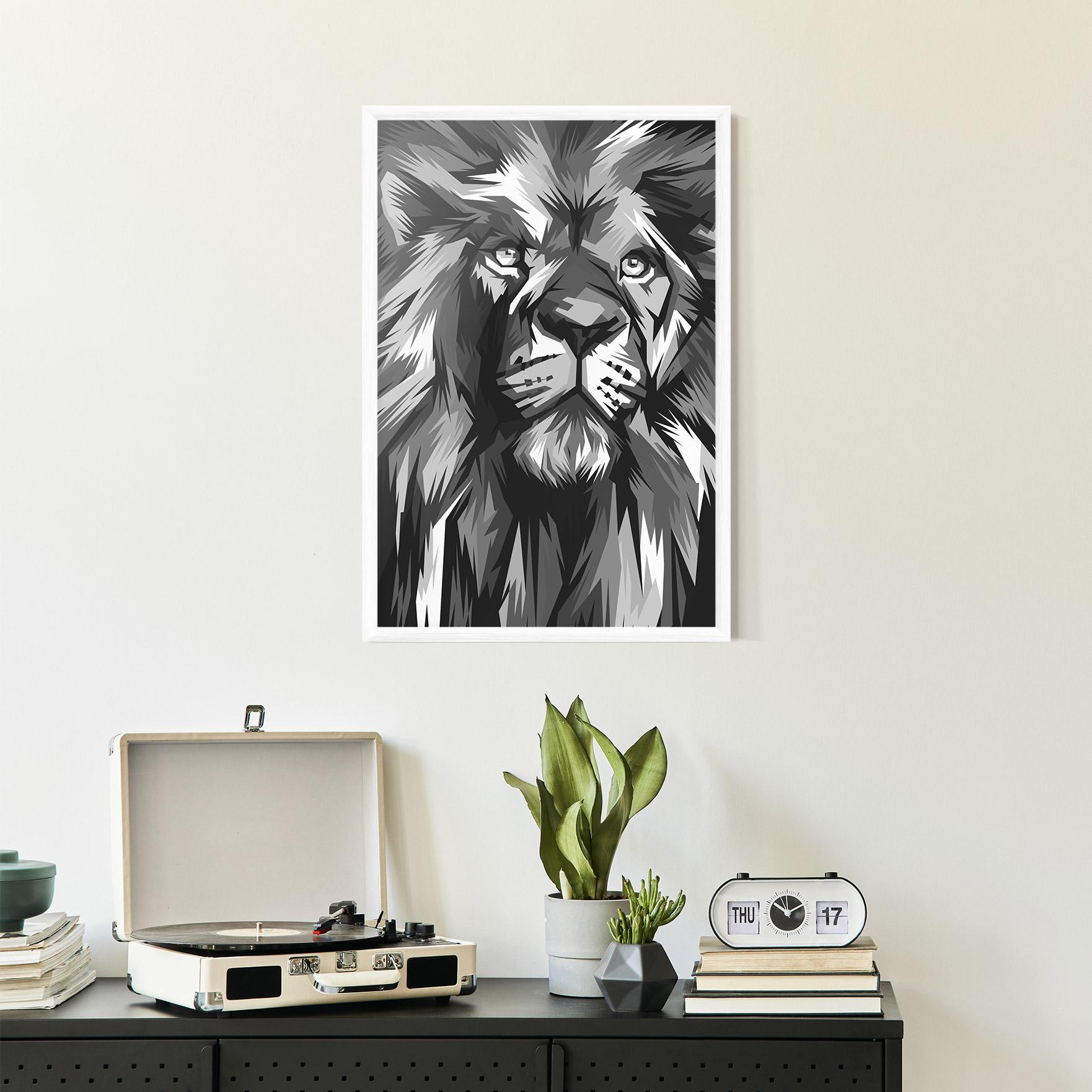 Рамкиран постер Grey Head Lion mockup 2