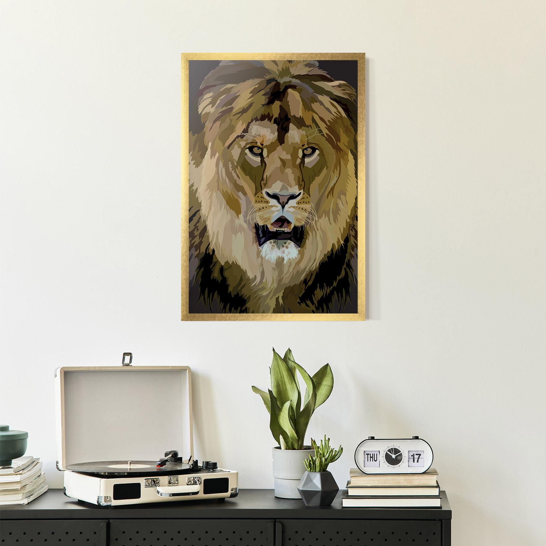 Рамкиран постер Beautiful Lion Art mockup 2