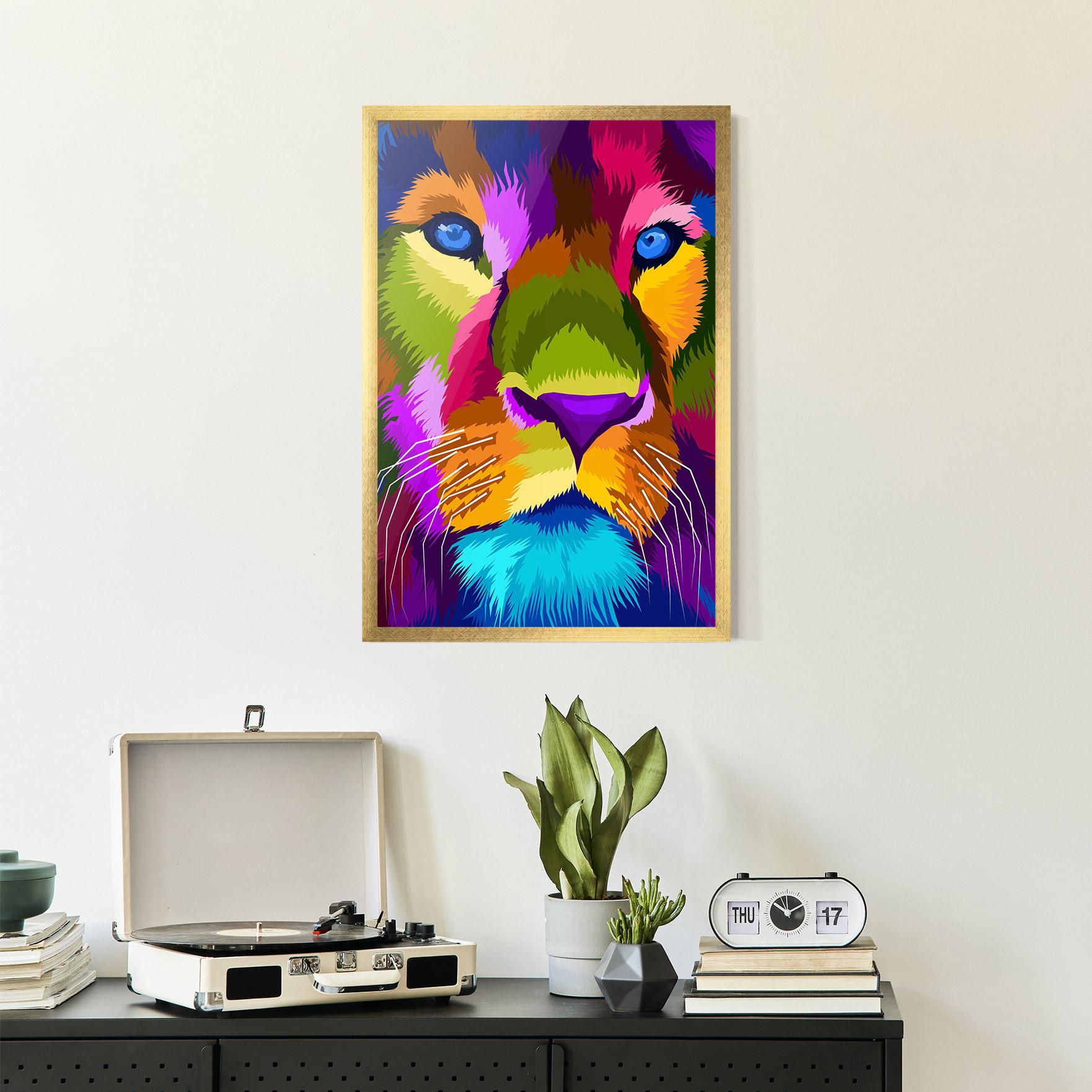 Рамкиран постер Color Lion Close Up mockup 2