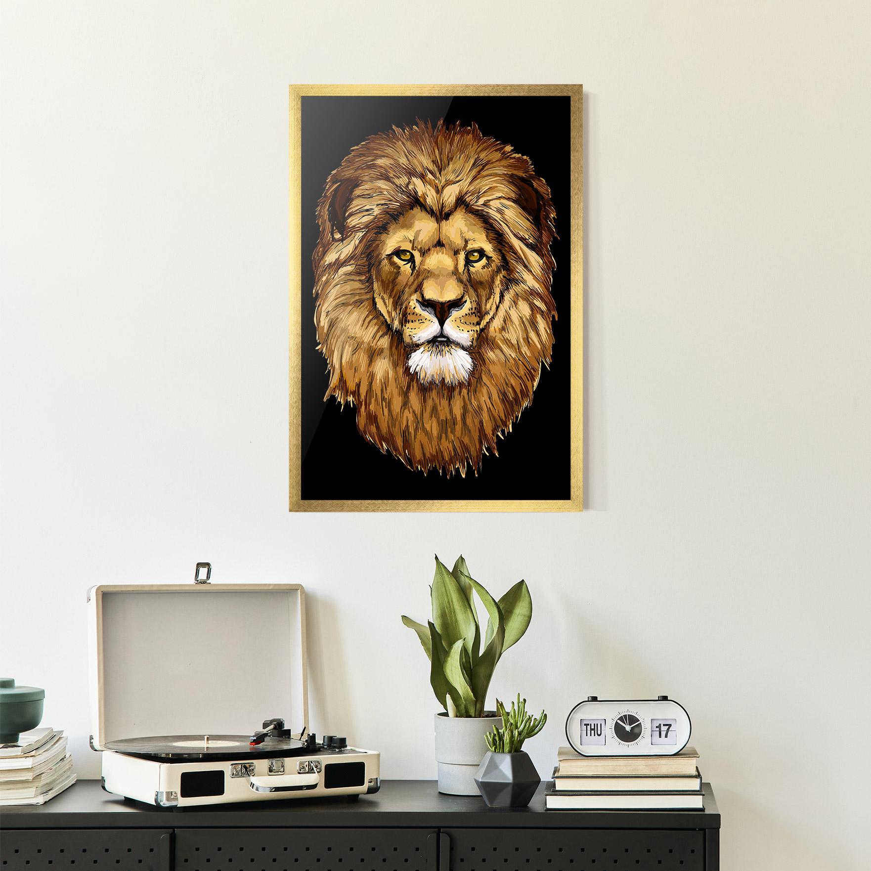 Рамкиран постер Lion Head mockup 2