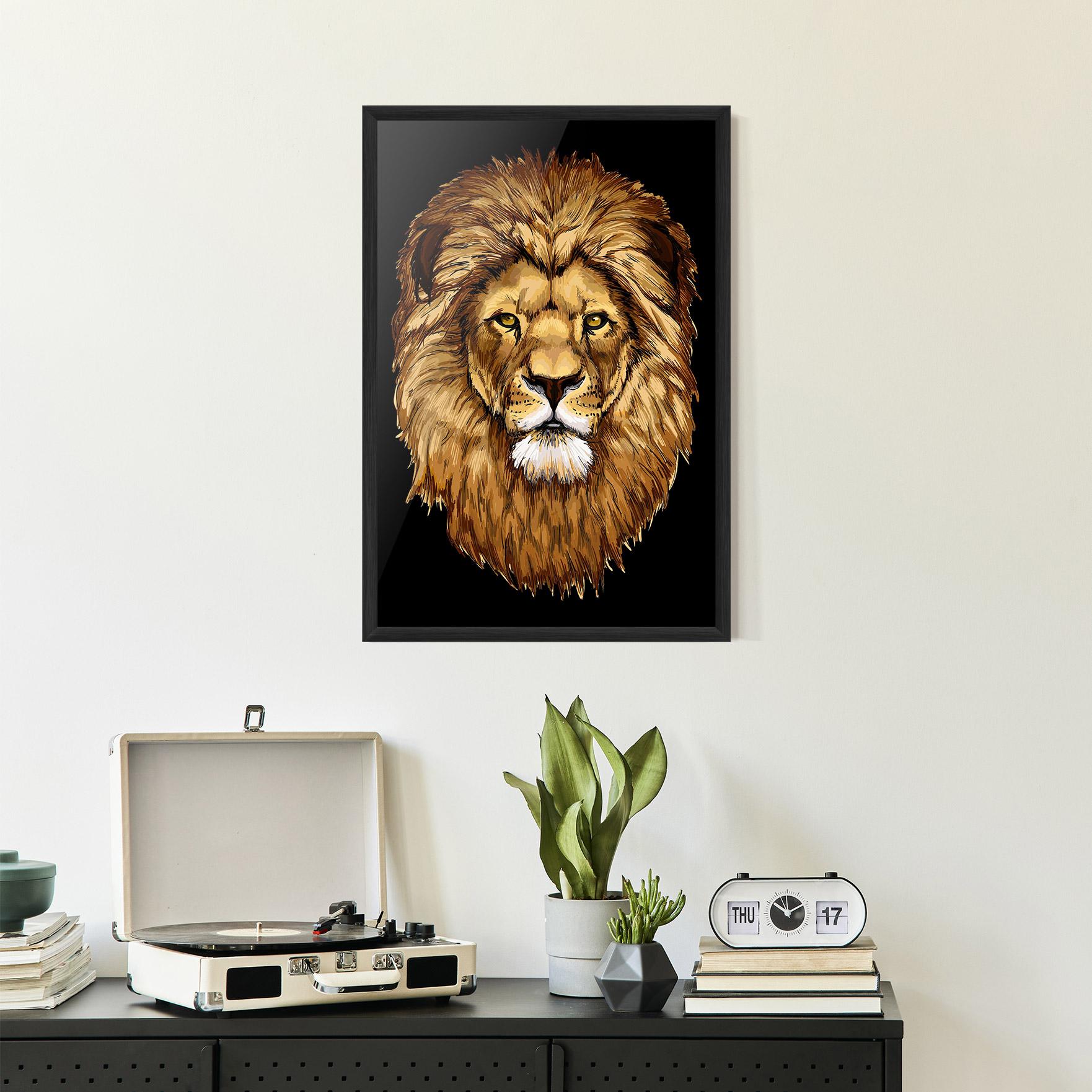 Рамкиран постер Lion Head mockup 2