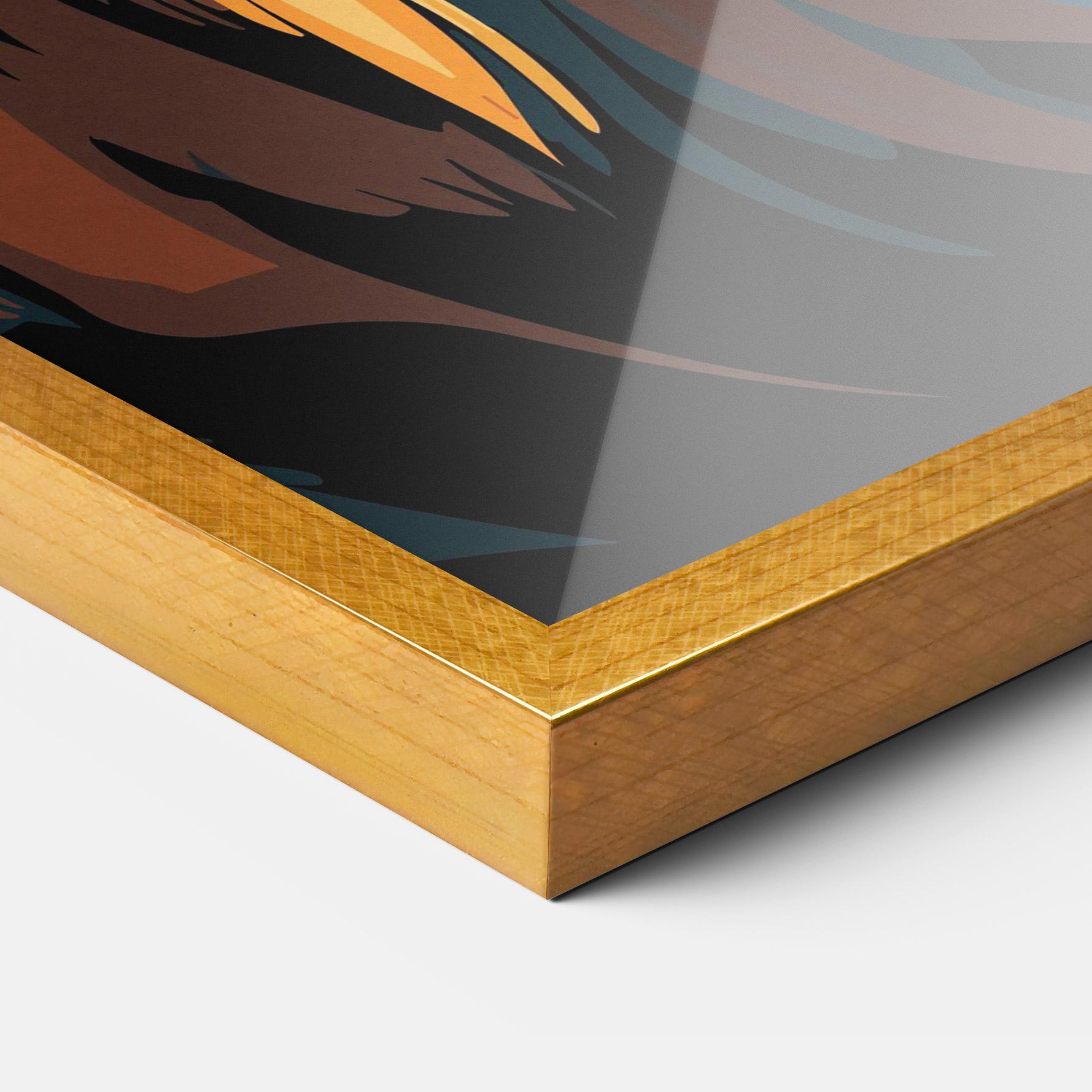 Рамкиран постер Blue Yellow Lion mockup 3