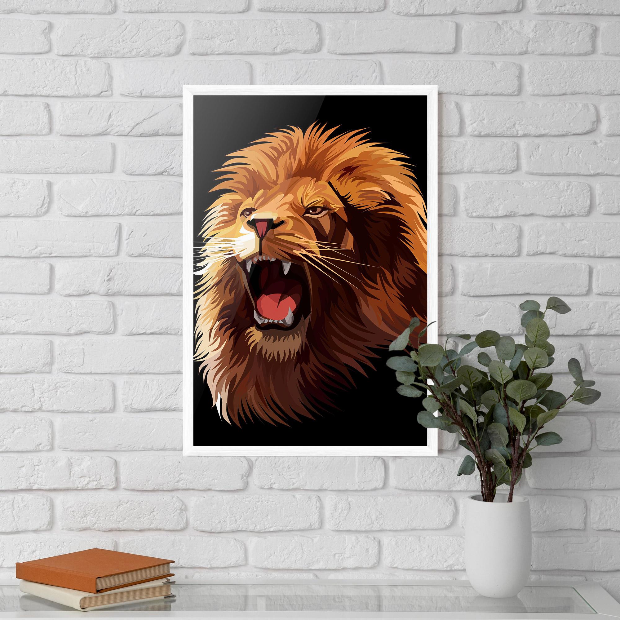 Рамкиран постер Angry Lion Head mockup 5