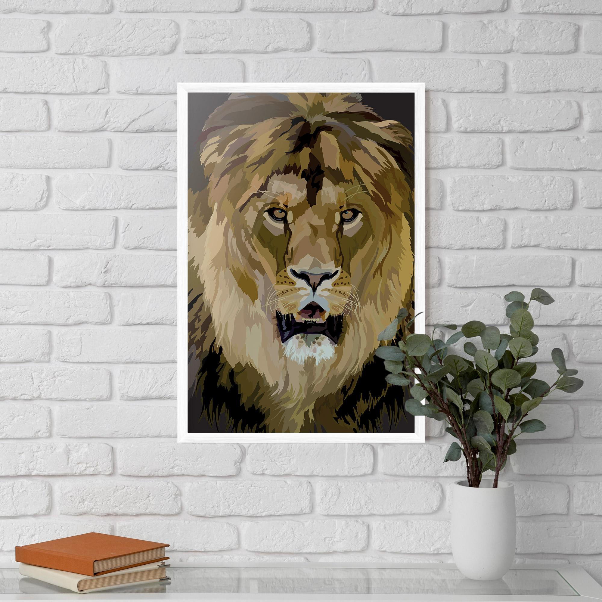 Рамкиран постер Beautiful Lion Art mockup 5