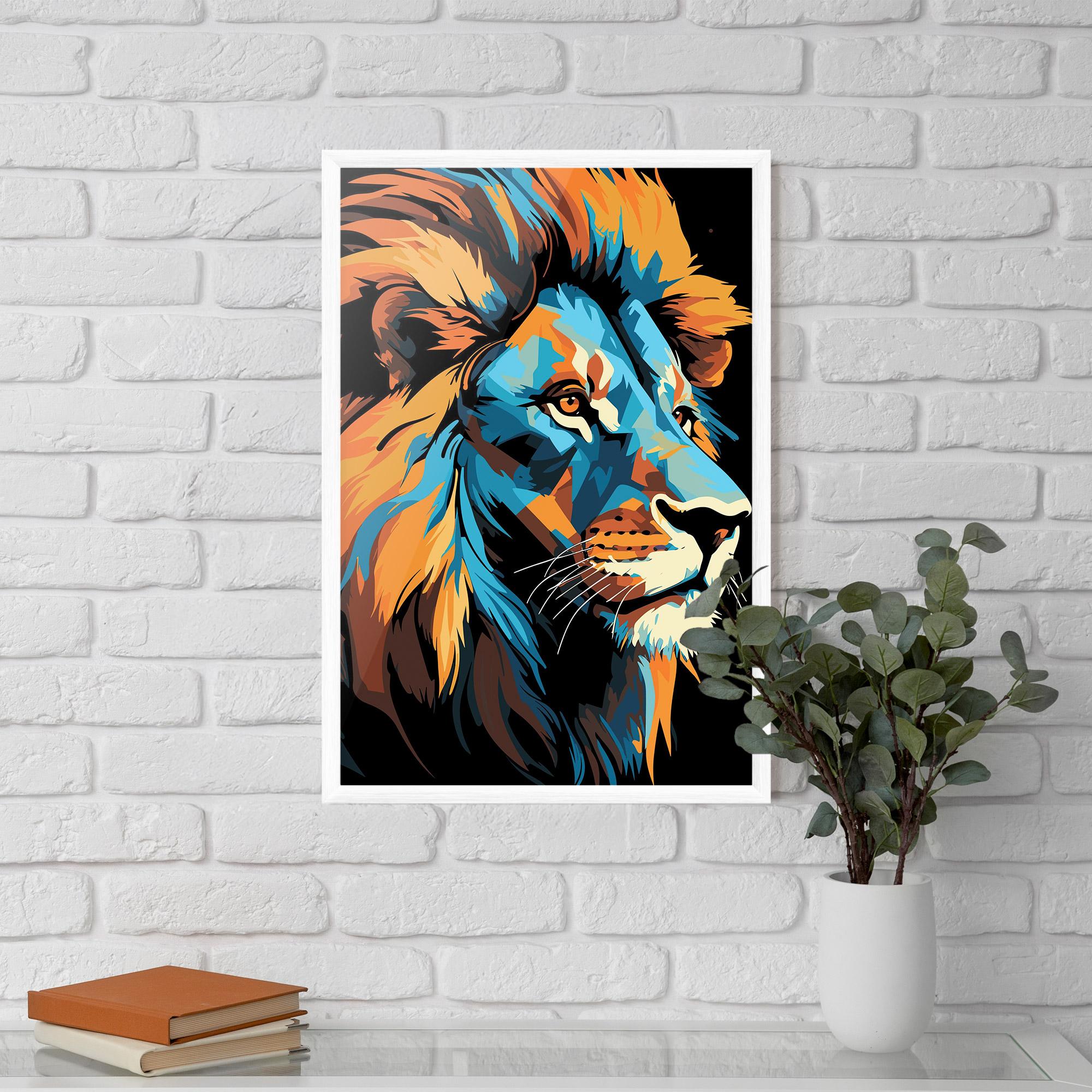Рамкиран постер Blue Yellow Lion mockup 5
