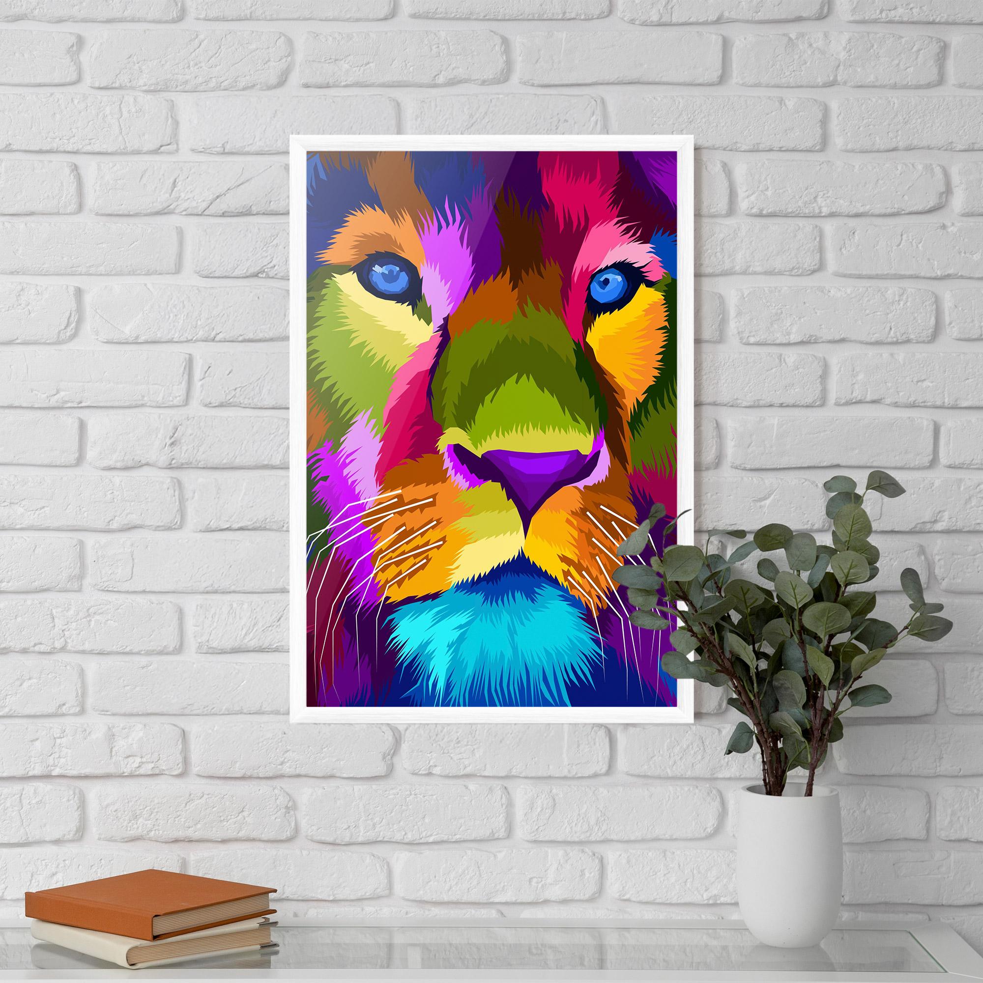 Рамкиран постер Color Lion Close Up mockup 5