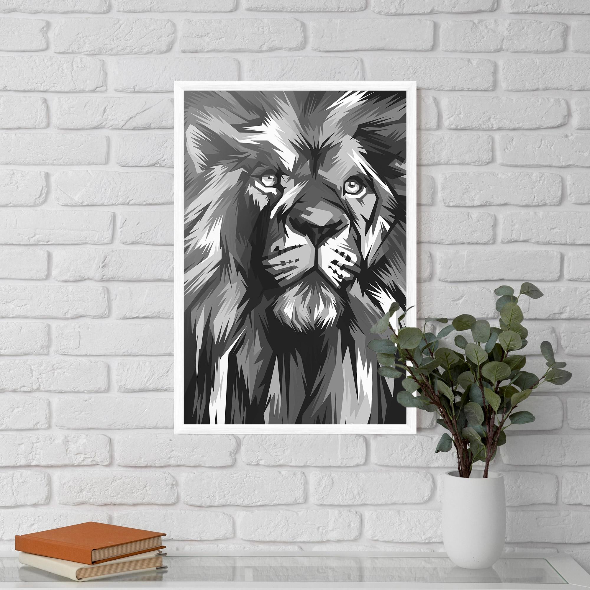 Рамкиран постер Grey Head Lion mockup 5