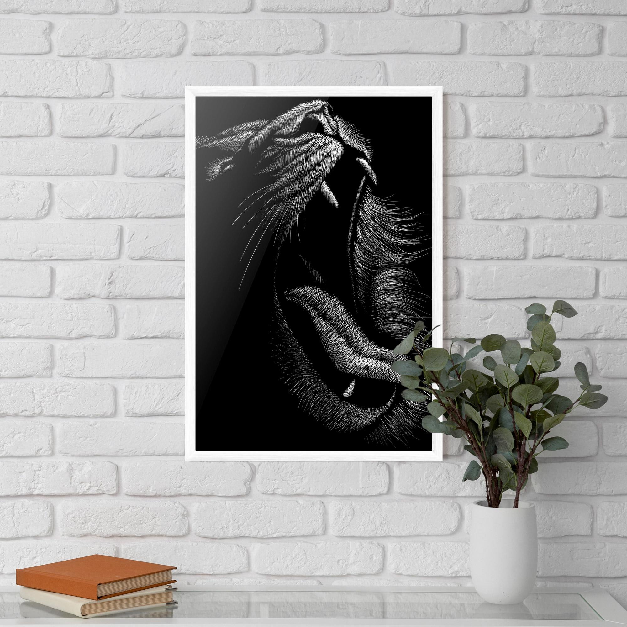 Рамкиран постер Lion Bite Line mockup 5