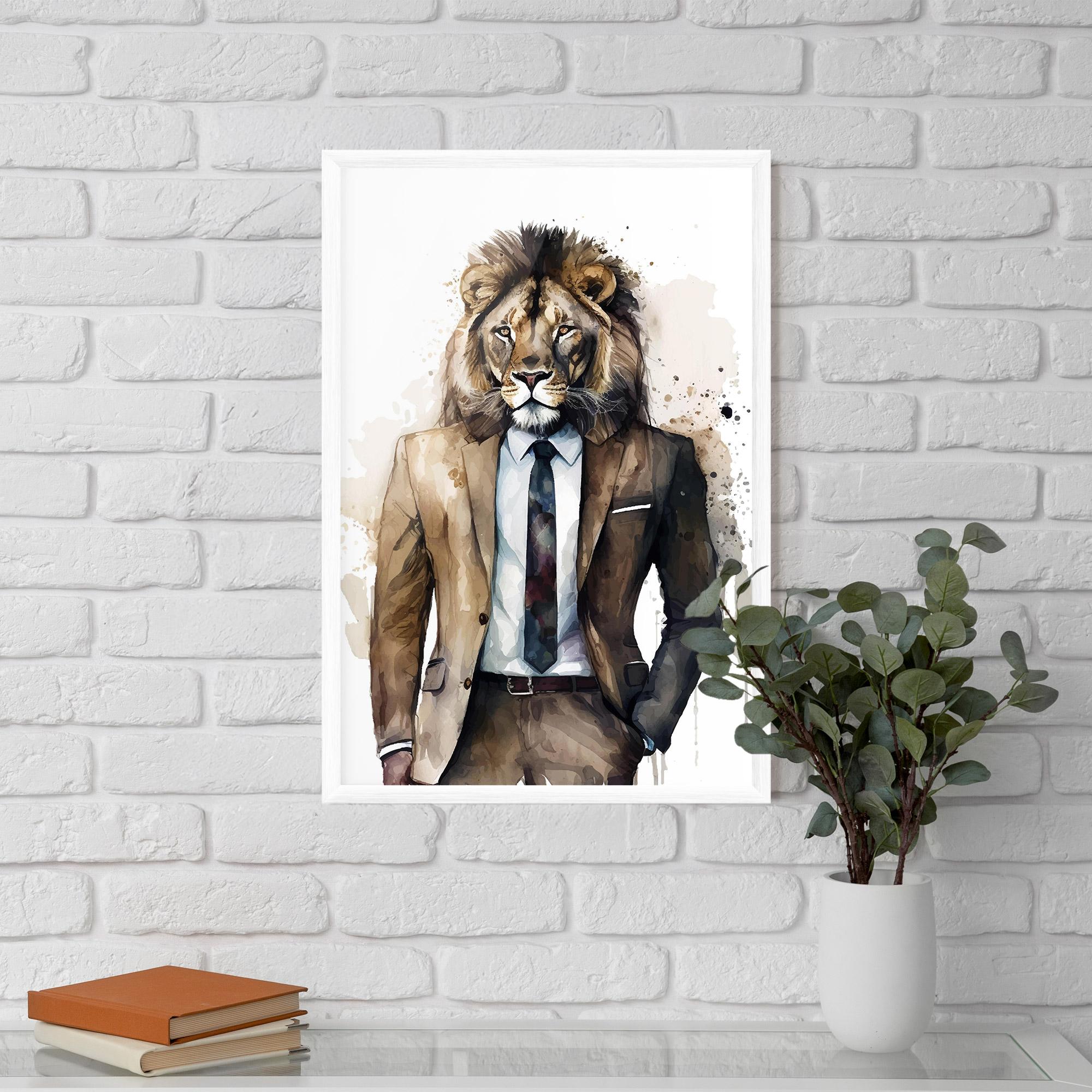 Рамкиран постер Lion In Suit mockup 5