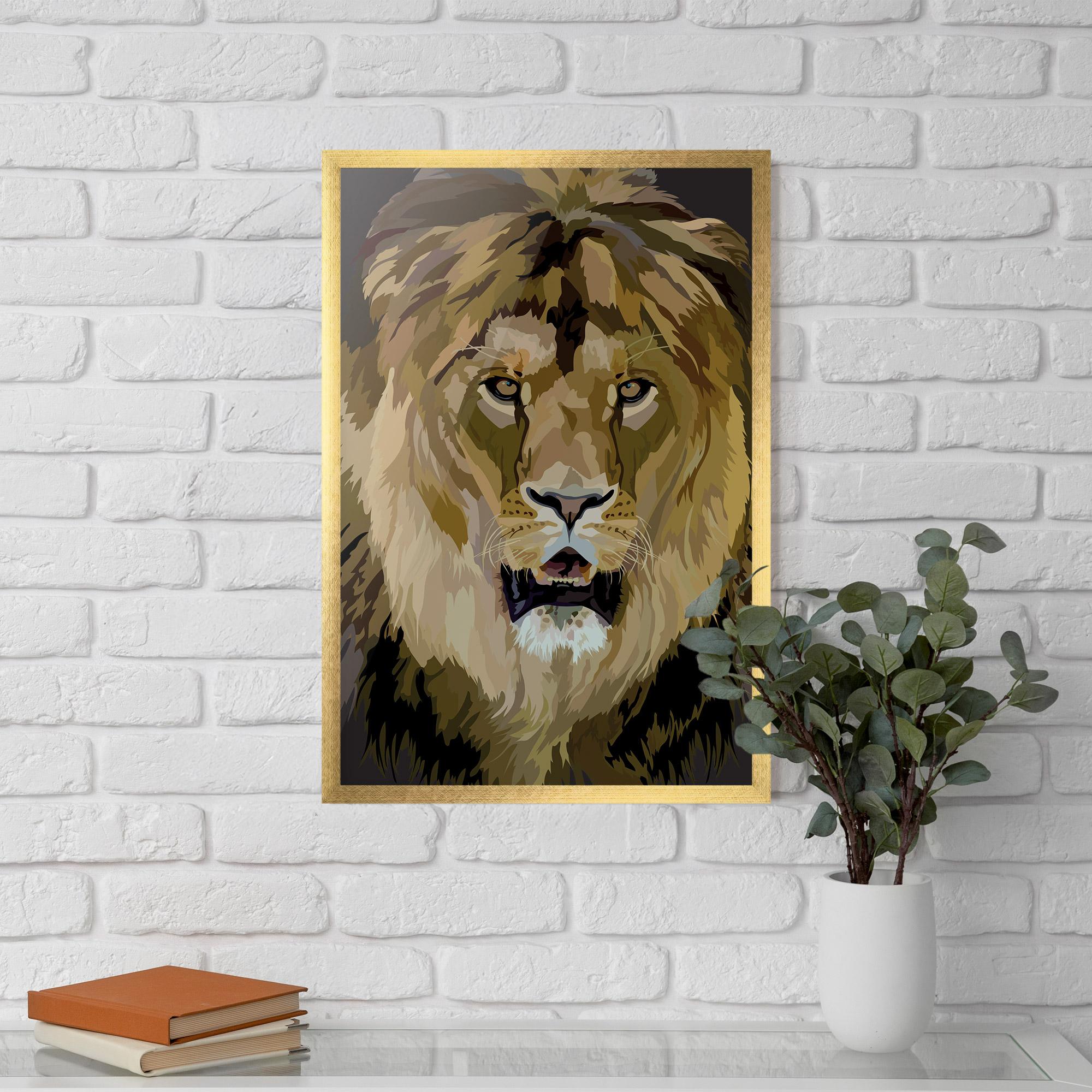 Рамкиран постер Beautiful Lion Art mockup 5