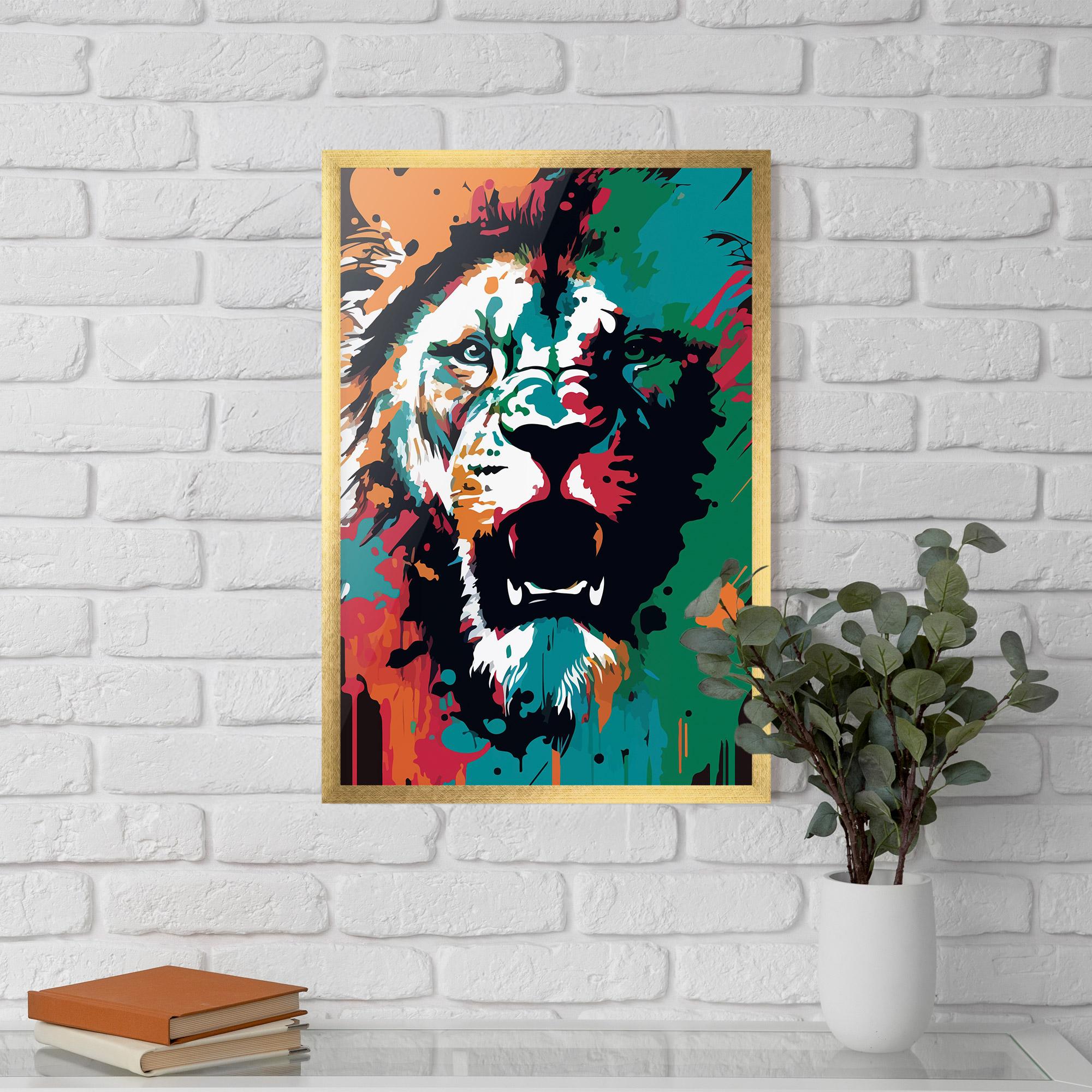 Рамкиран постер Blue Green Lion mockup 5