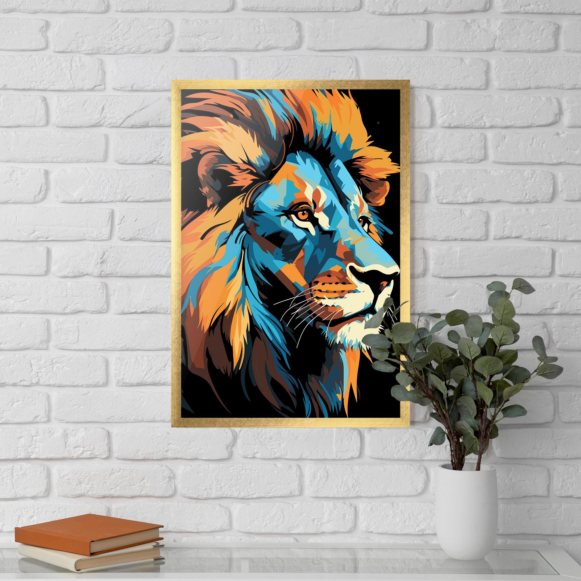 Рамкиран постер Blue Yellow Lion mockup 5