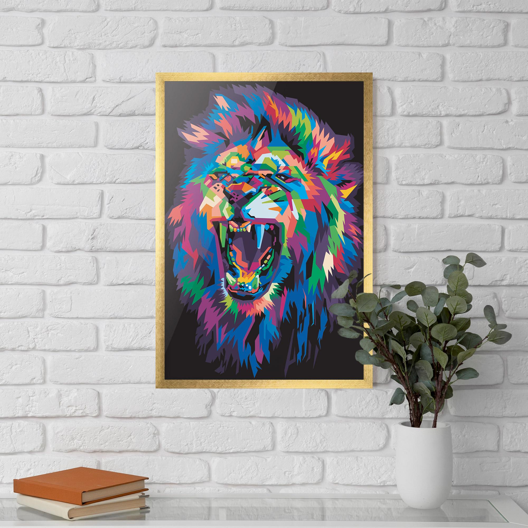 Рамкиран постер Colorful Lion Head mockup 5