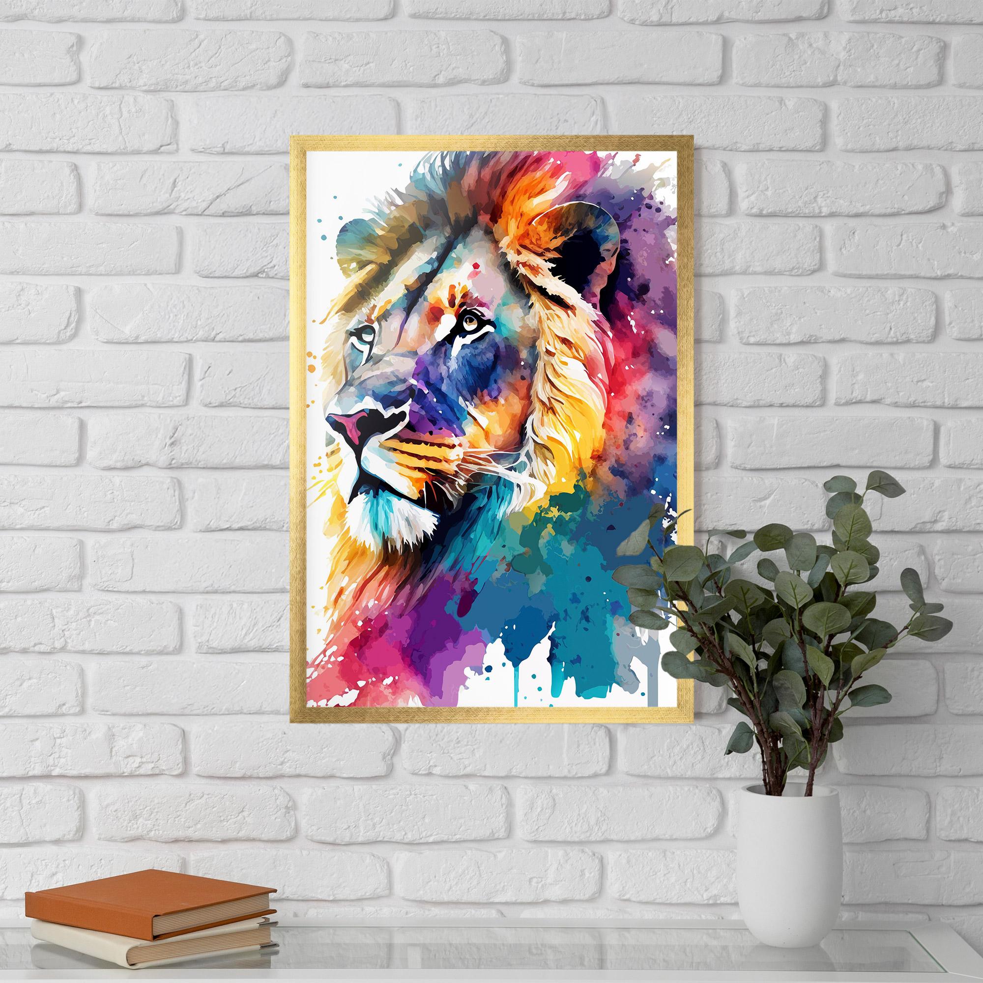Рамкиран постер Vibrant Color Lion mockup 5