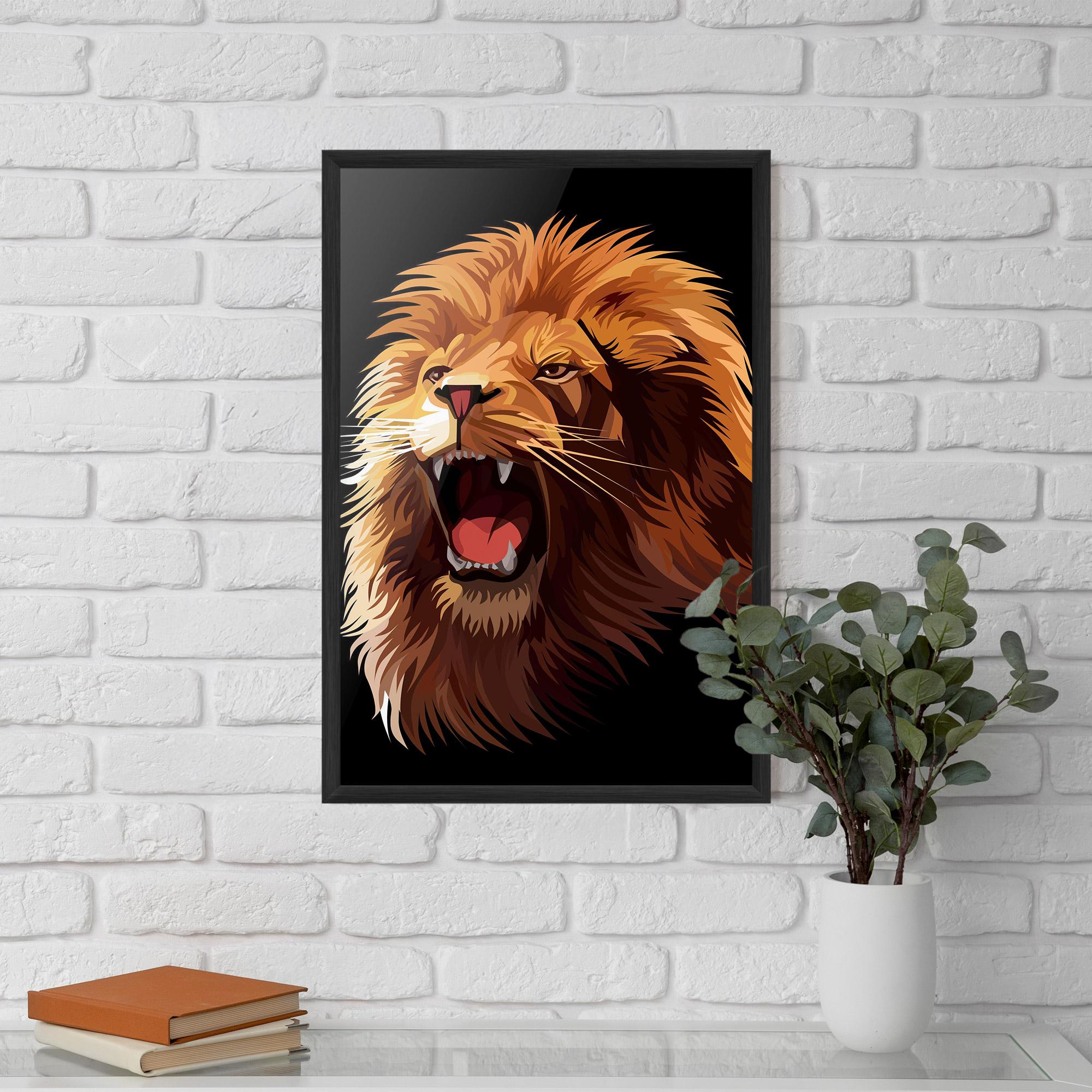 Рамкиран постер Angry Lion Head mockup 5
