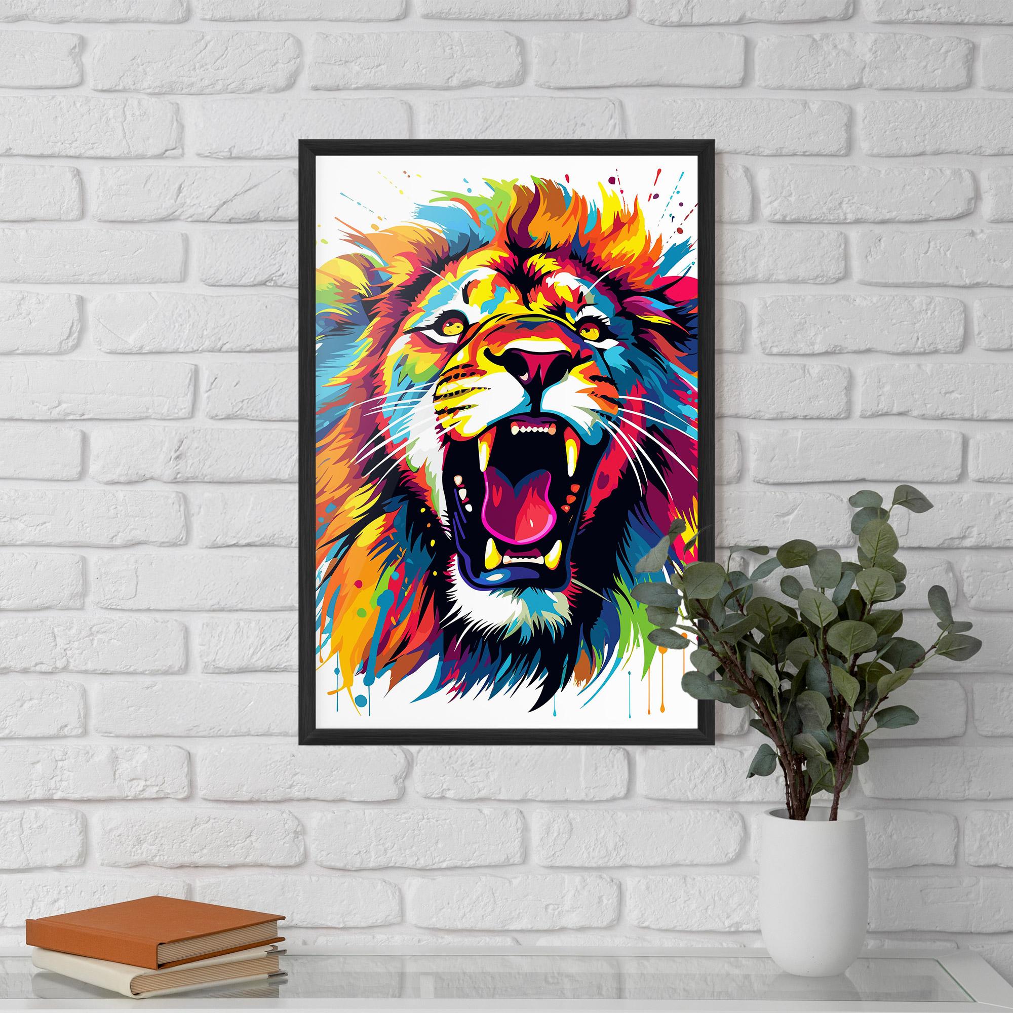 Рамкиран постер Angry Lion Mix mockup 5