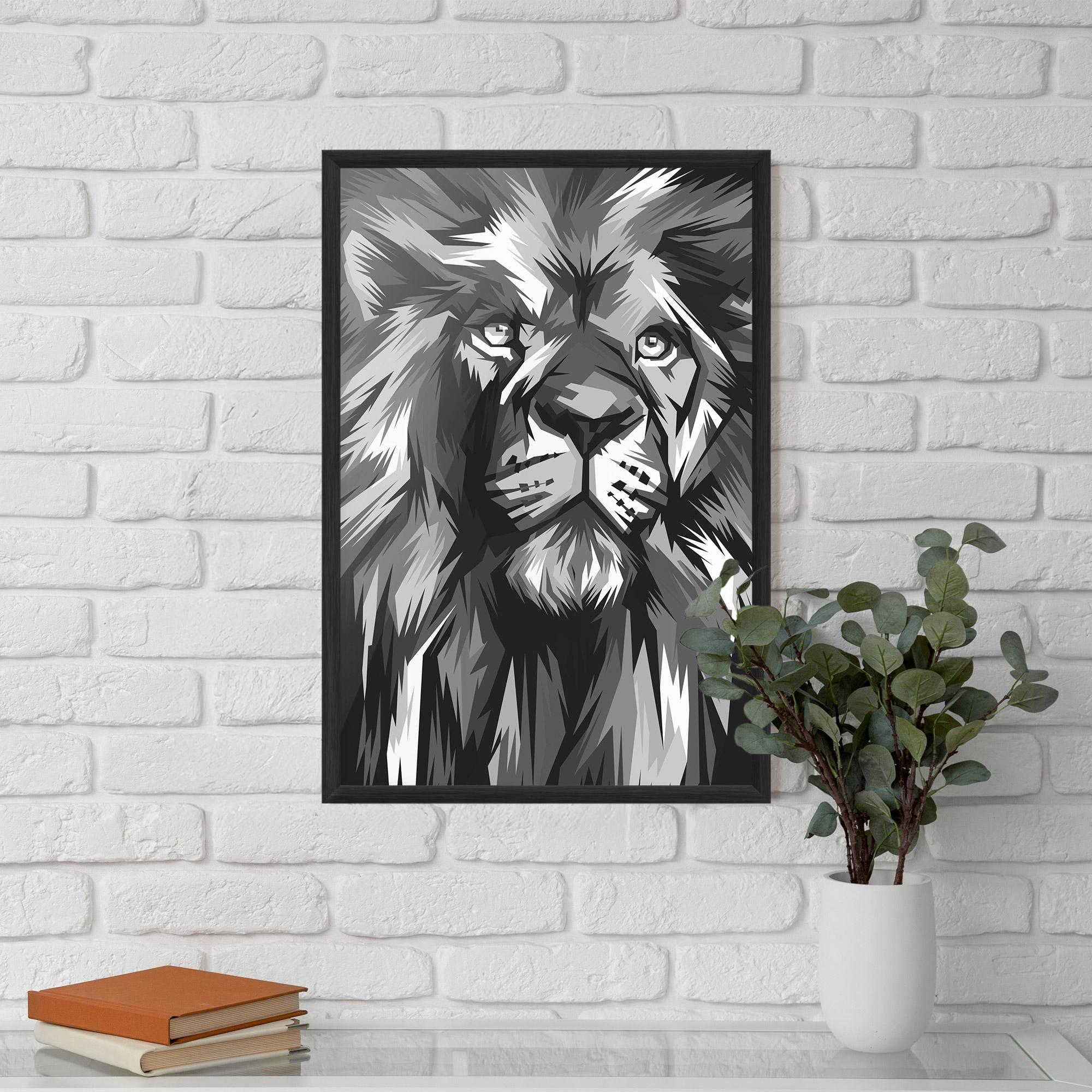 Рамкиран постер Grey Head Lion mockup 5