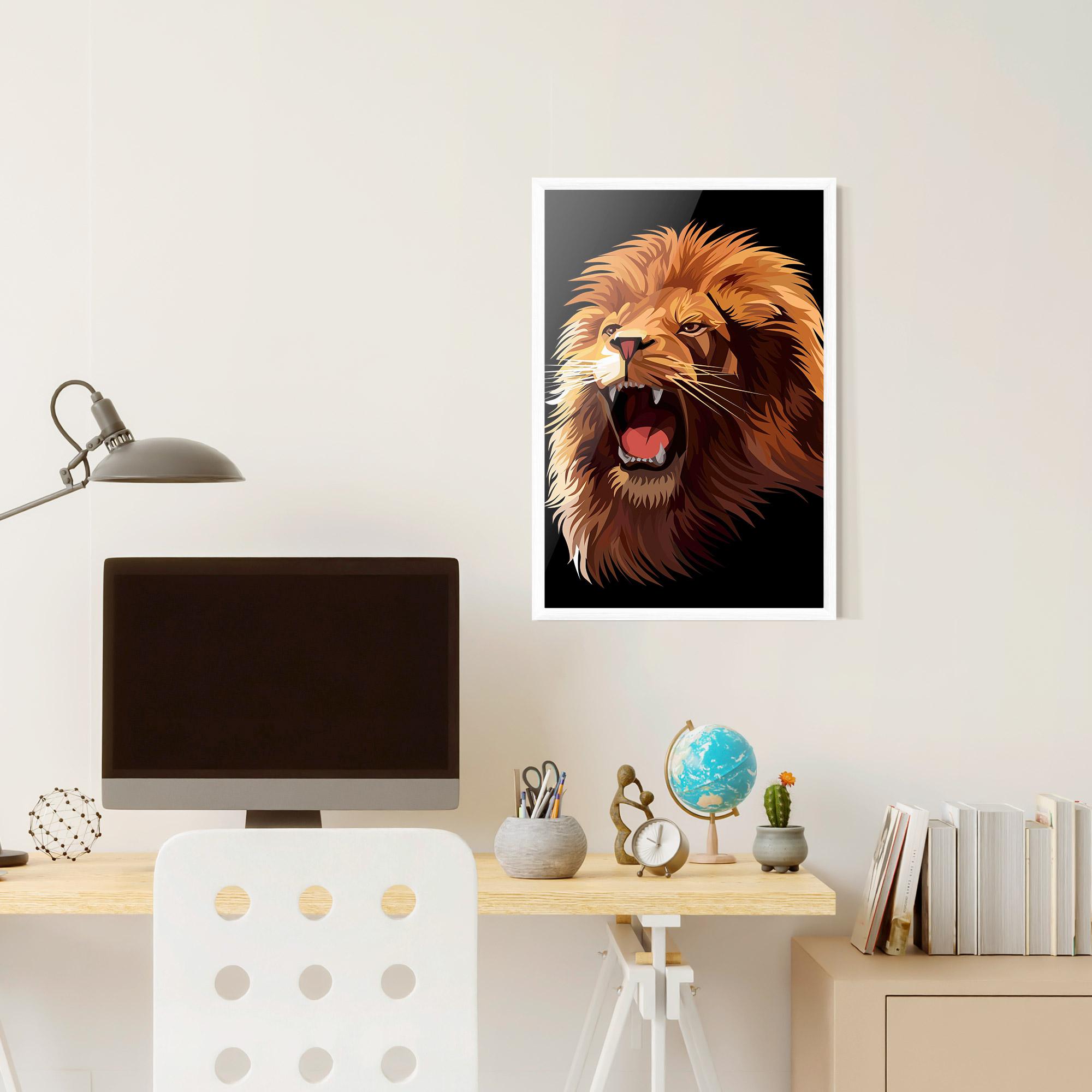 Рамкиран постер Angry Lion Head mockup 6